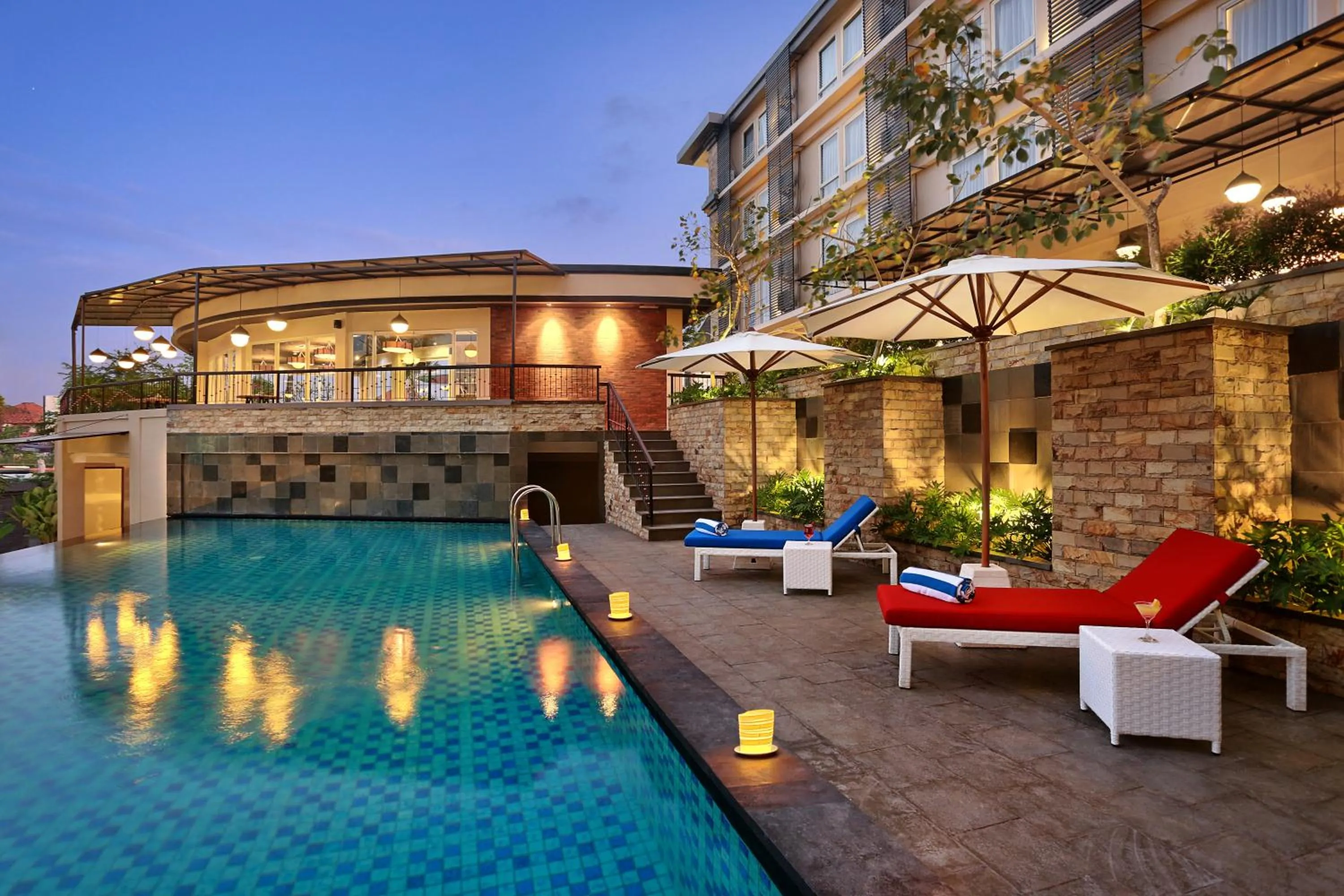 Night, Swimming Pool in Golden Tulip Essential Denpasar Hotel