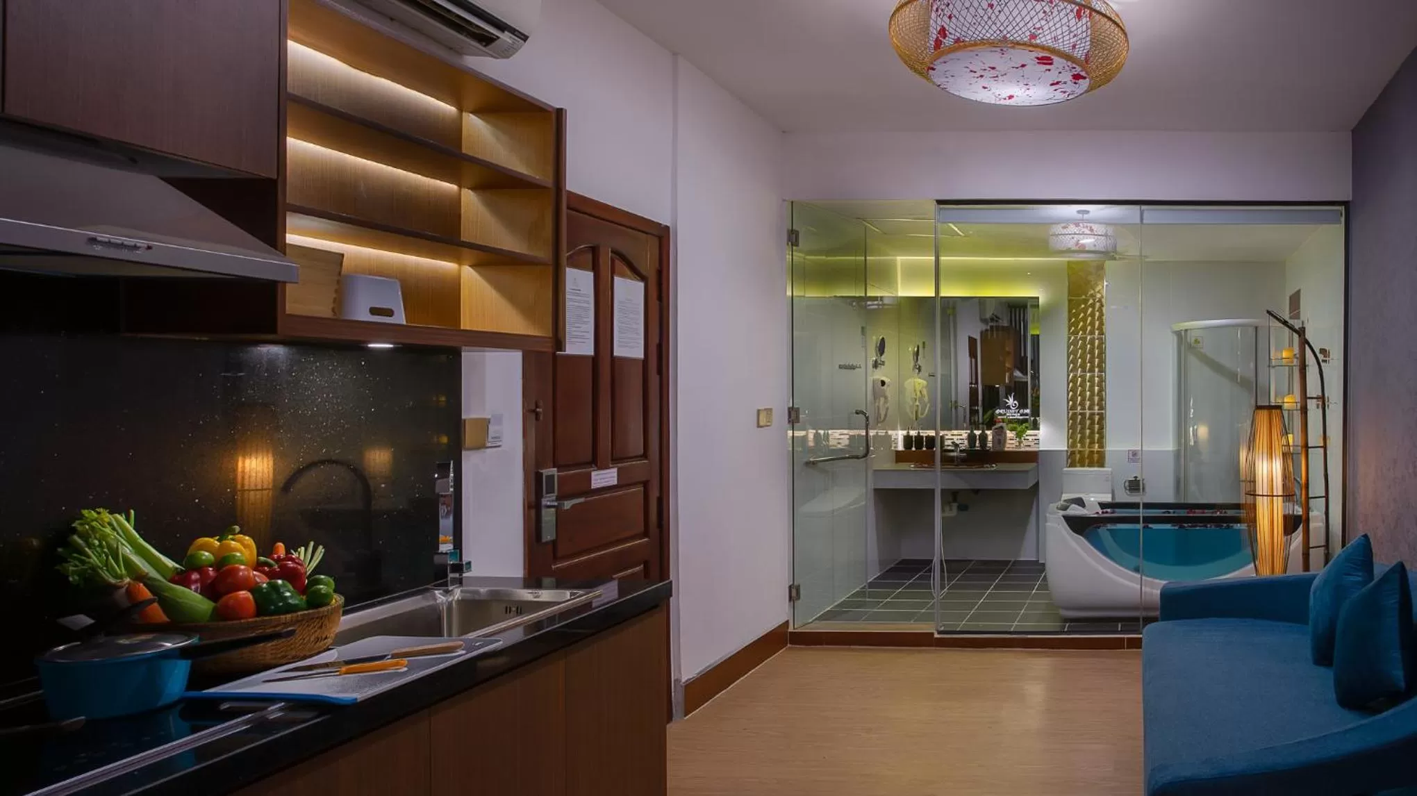 Communal kitchen in Orussey One Boutique