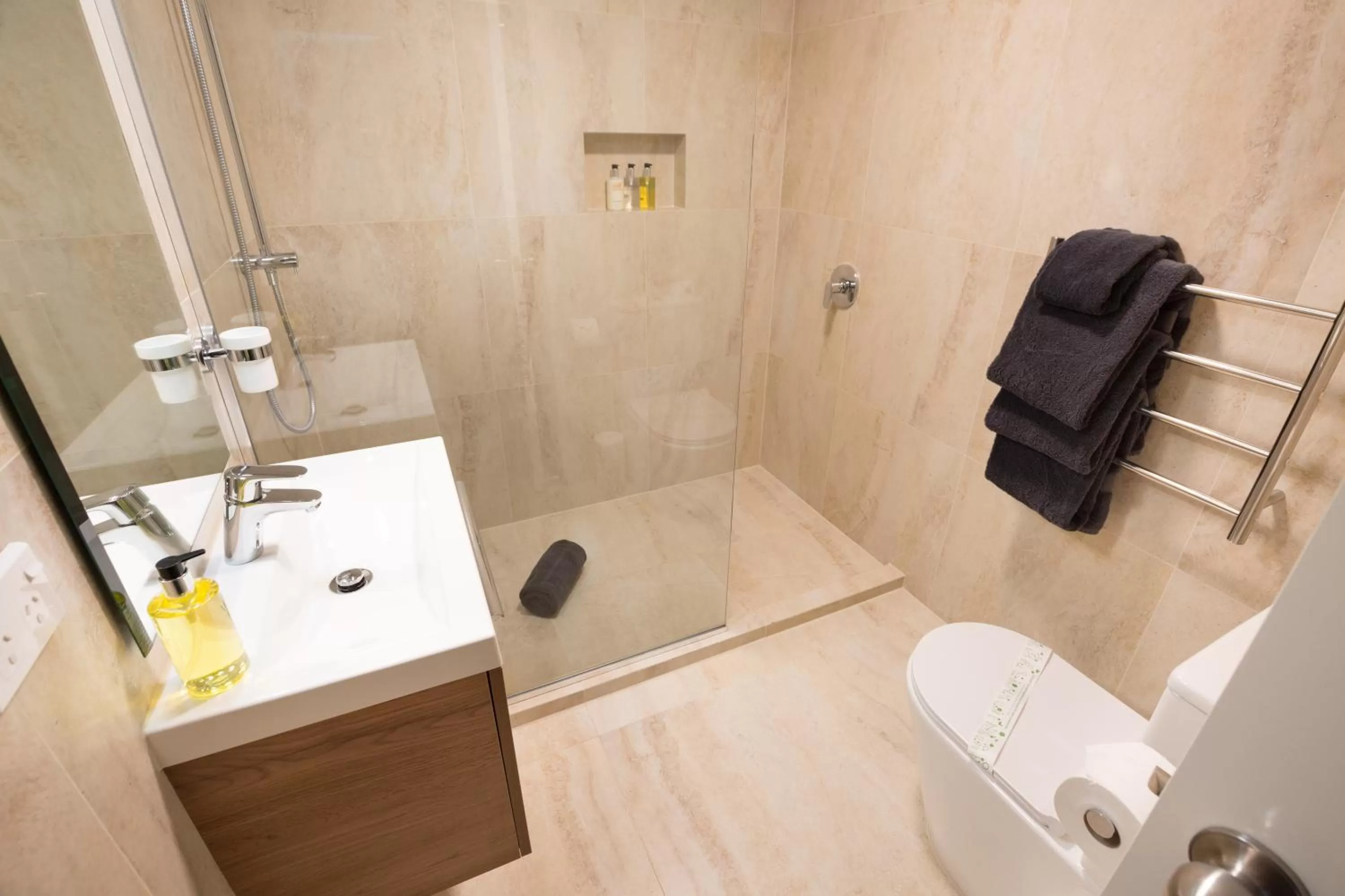 Shower in Lomond Lodge Motel & Apartments