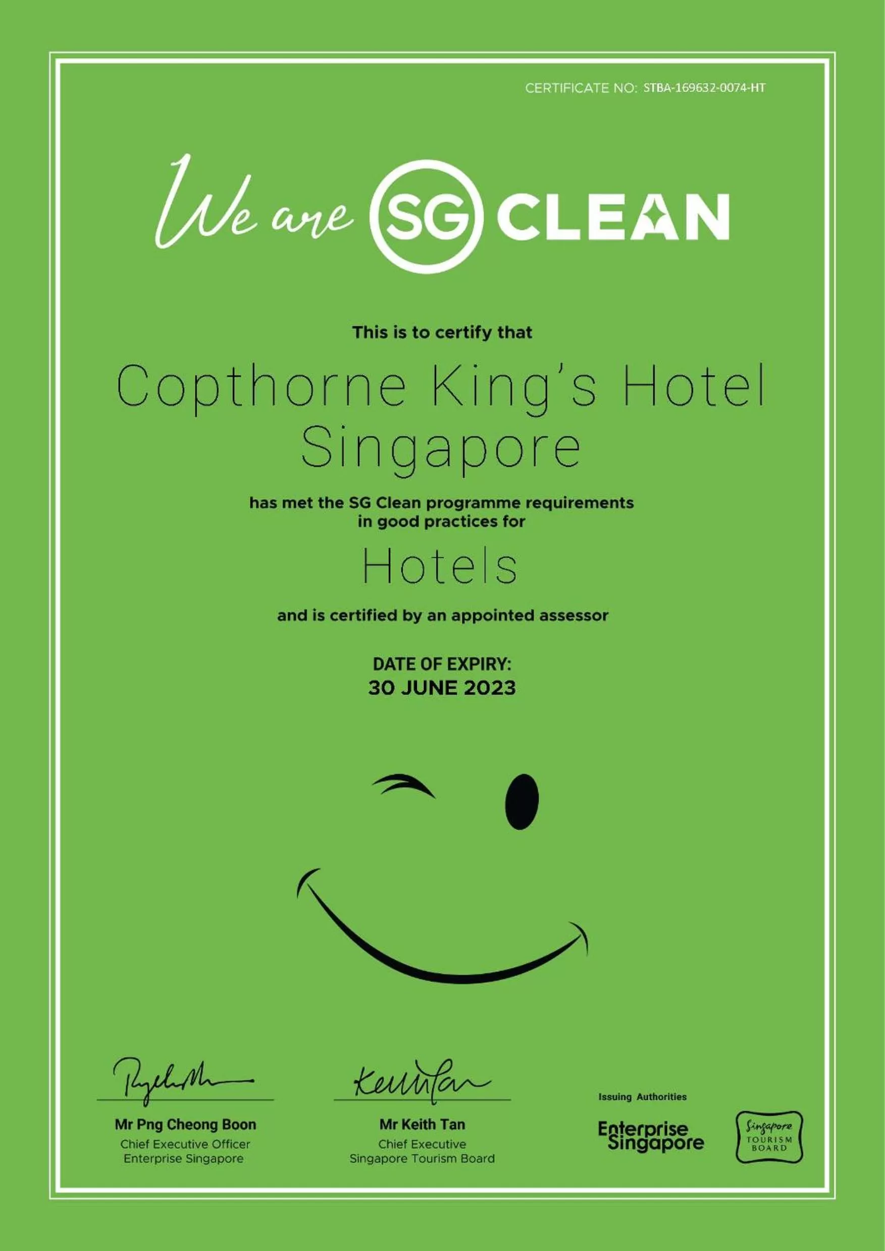 Logo/Certificate/Sign in Copthorne King's Hotel Singapore