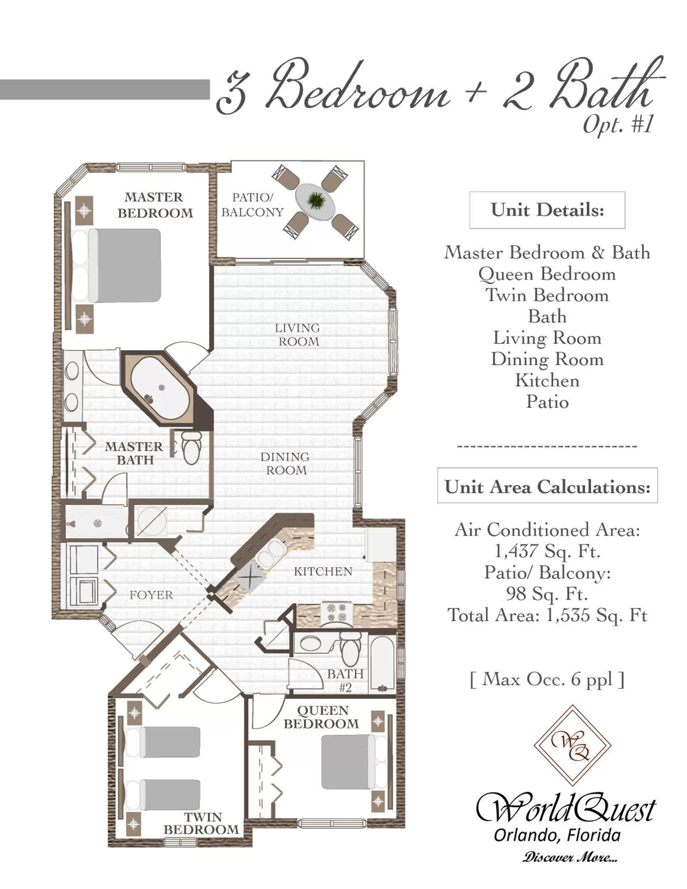 Floor plan in WorldQuest Orlando Resort