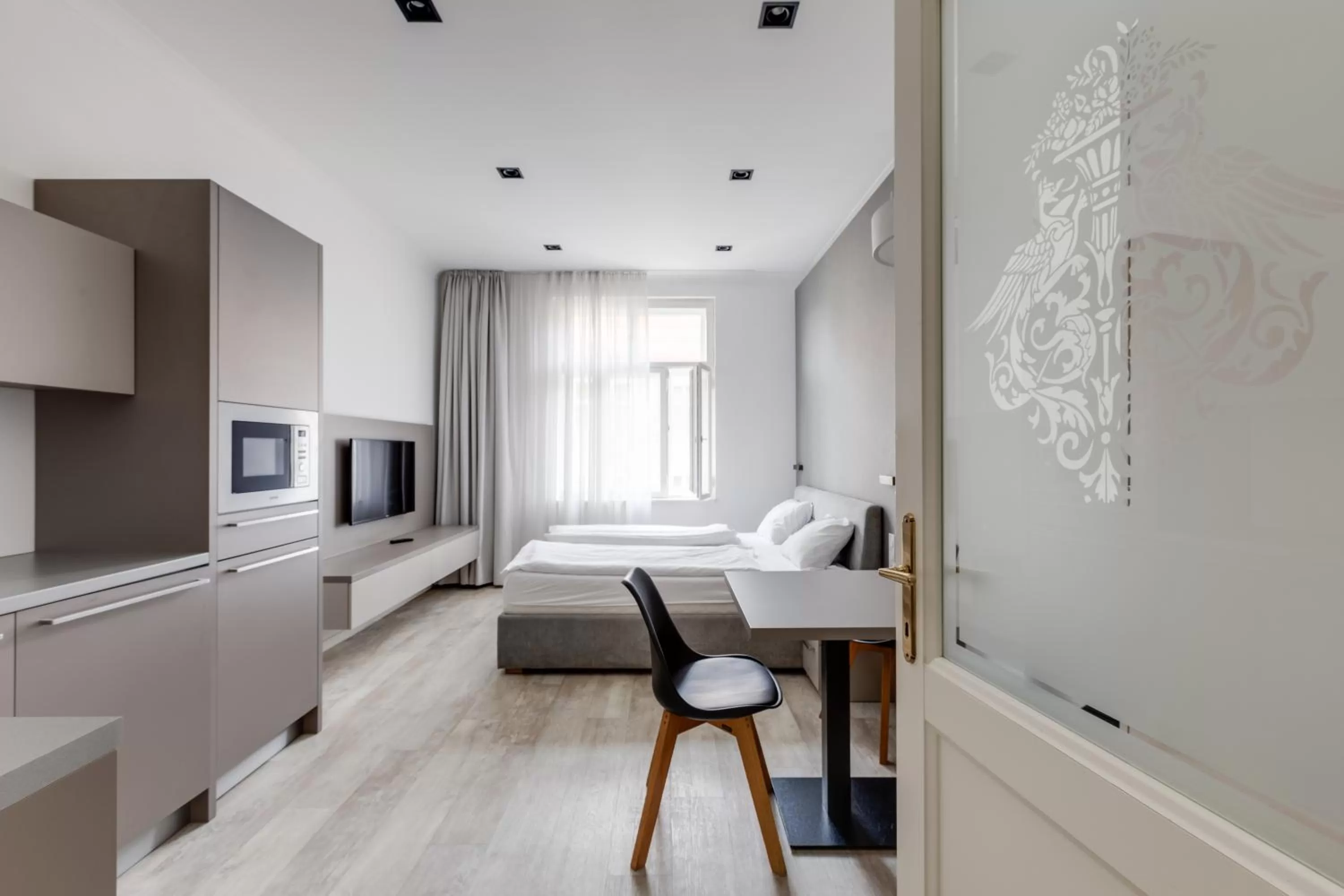 Bed in Lampi Aparthotel Prague