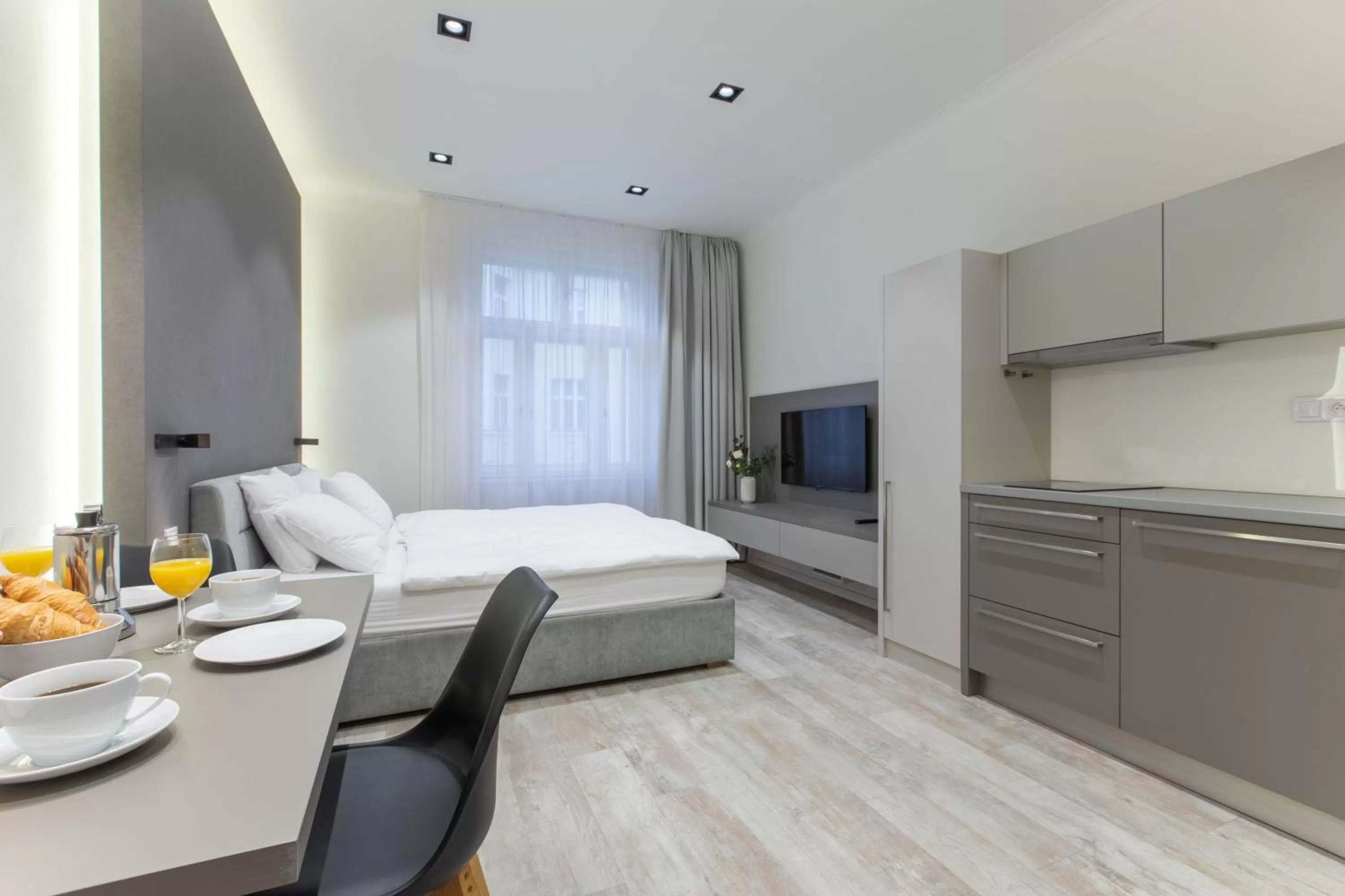 Bed in Lampi Aparthotel Prague