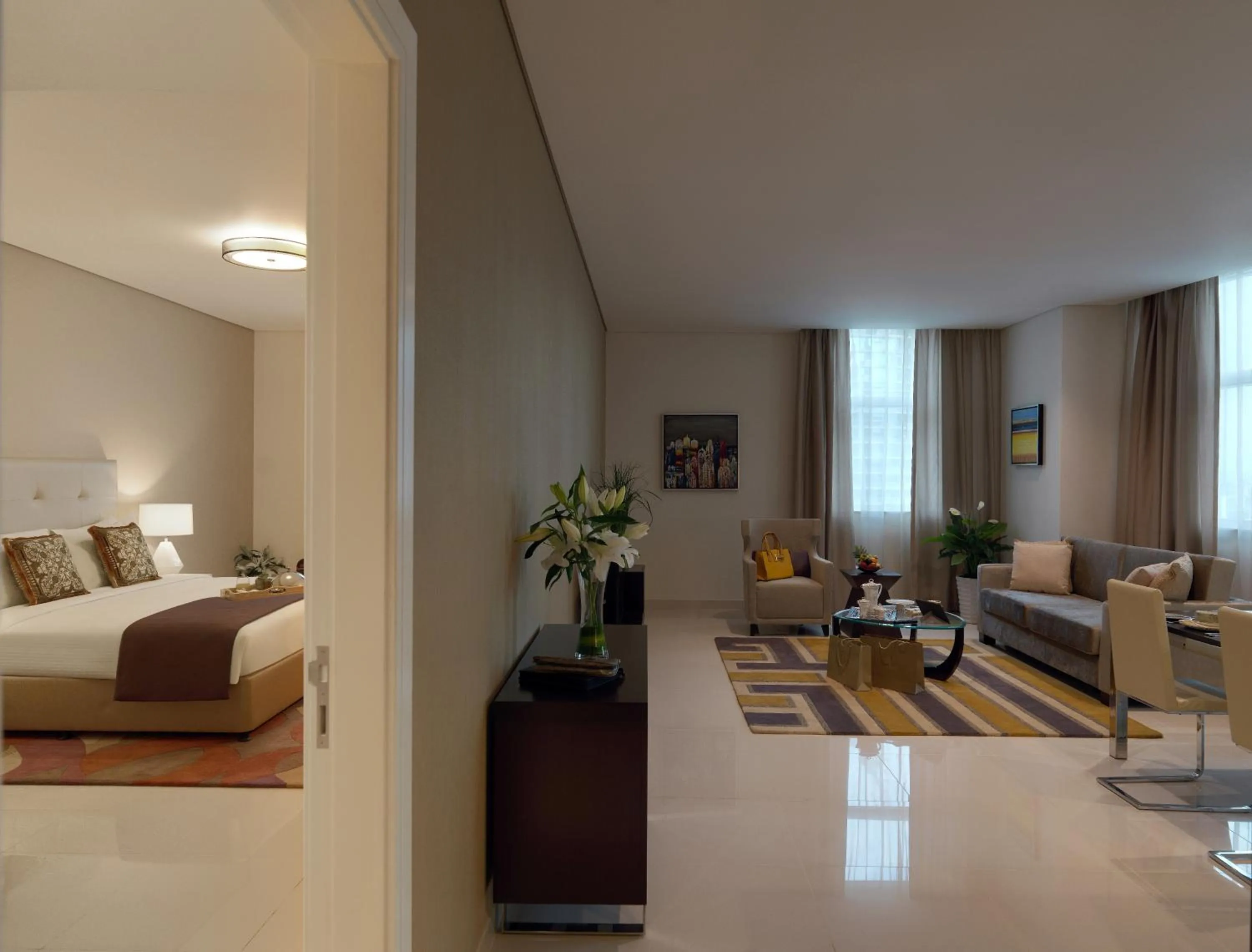 Living room, Bed in DAMAC Maison Cour Jardin
