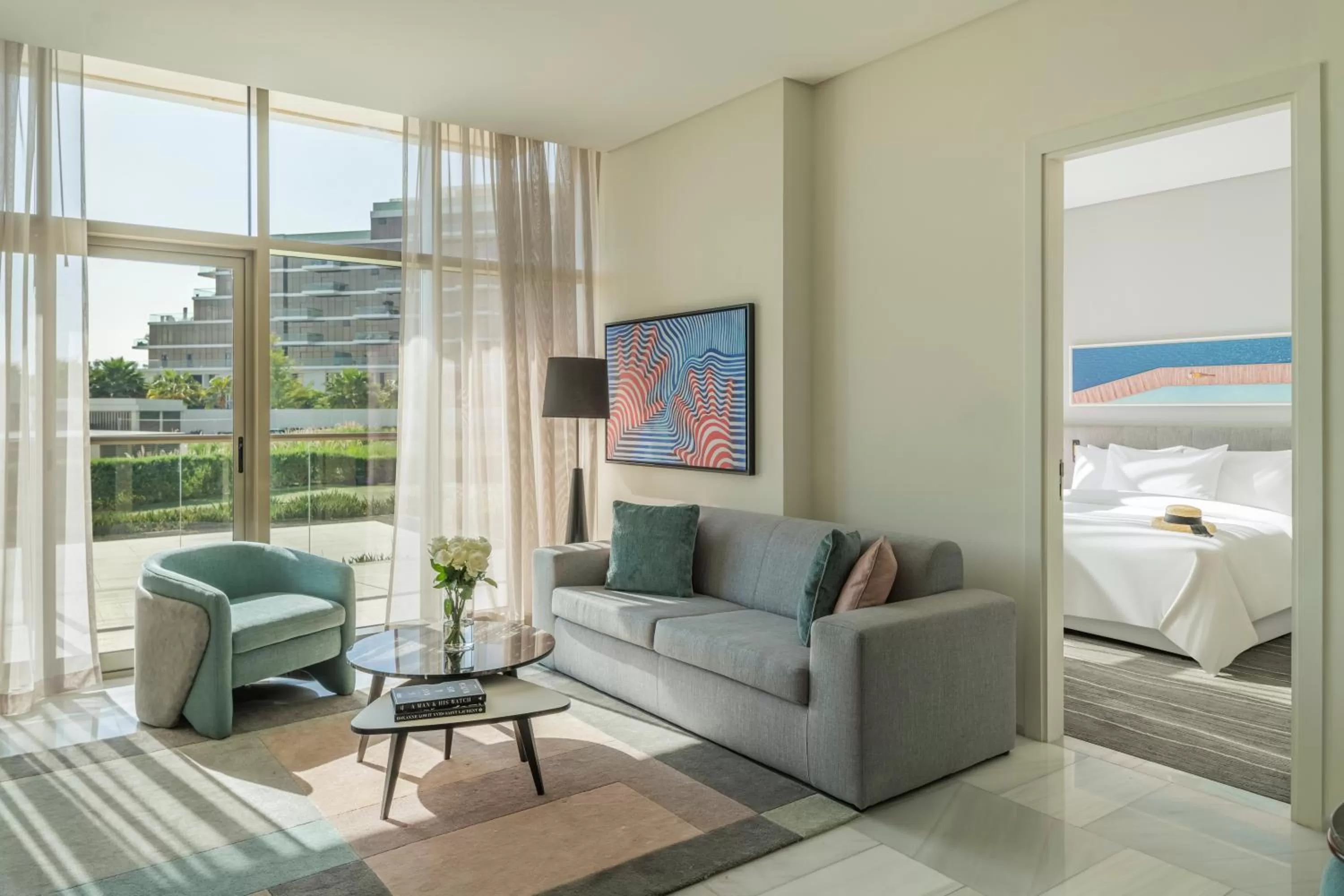 Patio, Bed in Th8 Palm Dubai Beach Resort Vignette Collection, an IHG hotel