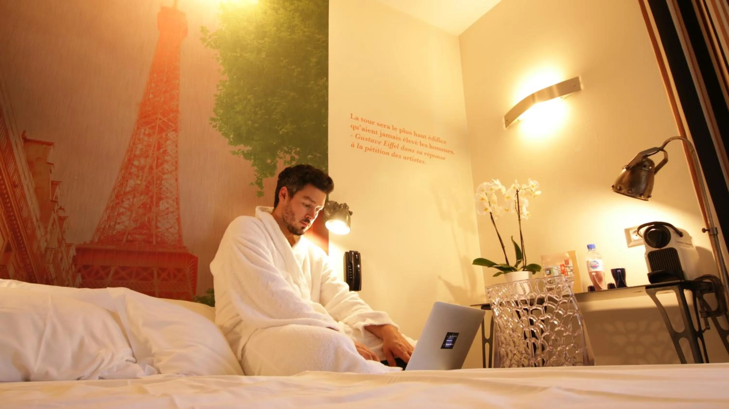 People, Bed in Hotel Alpha Paris Eiffel by Patrick Hayat