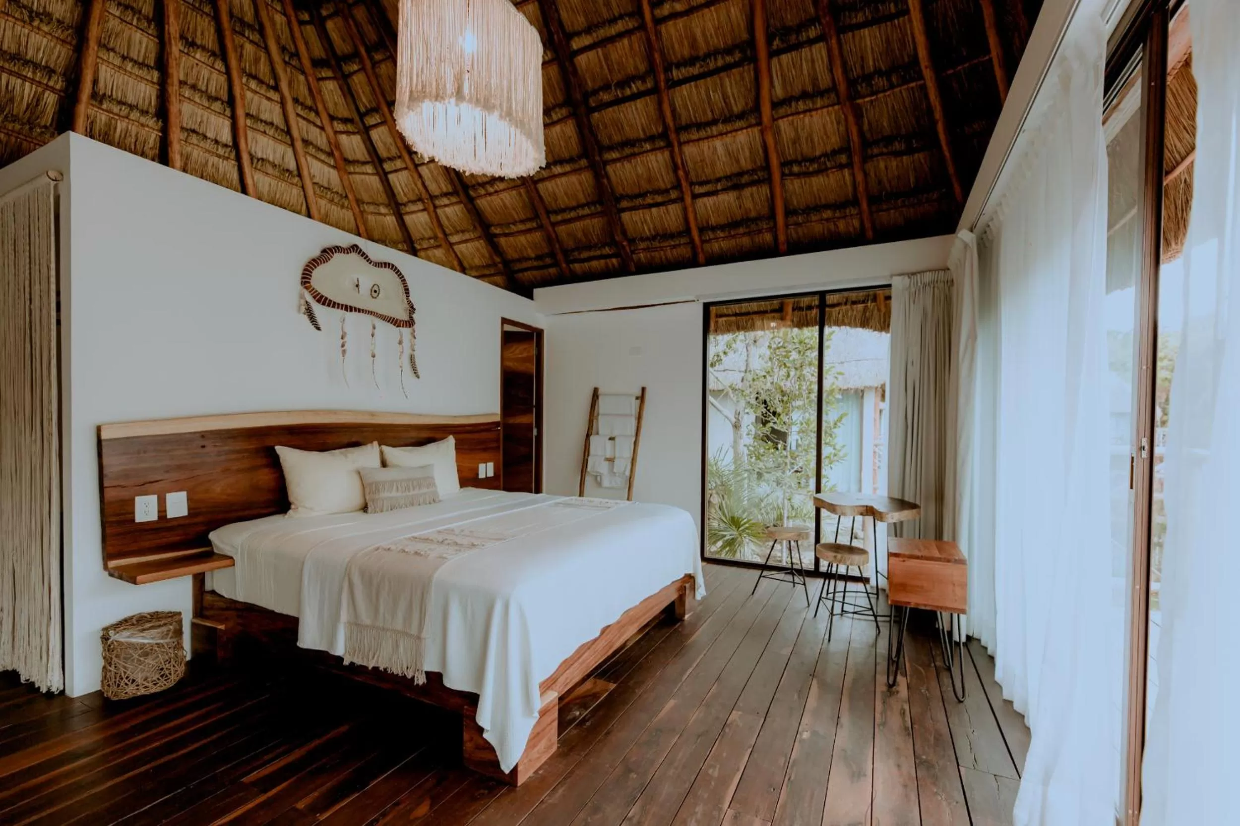 Bed in Zamna eco-lodge Tulum