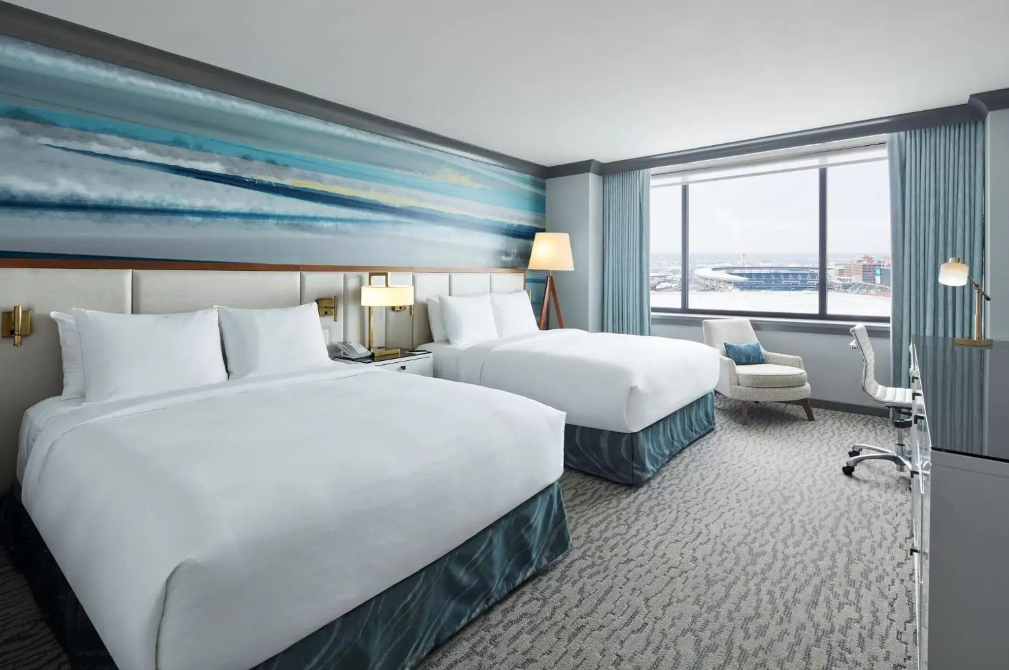 Executive Queen Room with Two Queen Beds and Roll-in Shower in The Lofton Hotel Minneapolis, Tapestry Collection by Hilton Executive Queen Room with Two Queen Beds and Roll-in Shower in The Lofton Hotel Minneapolis, Tapestry Collection by Hilton