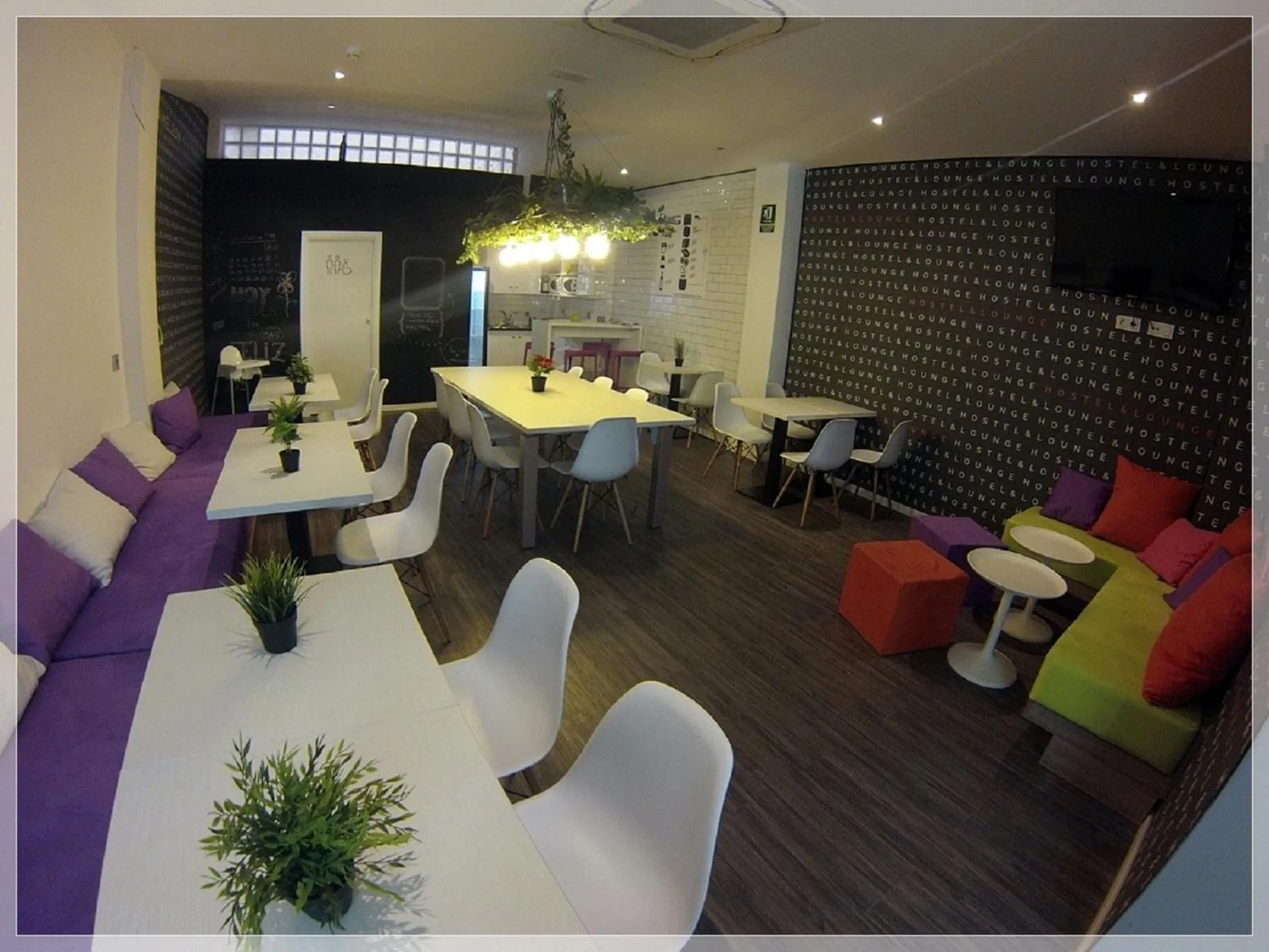 Communal lounge/ TV room in Chameleon Youth Hostel Alicante