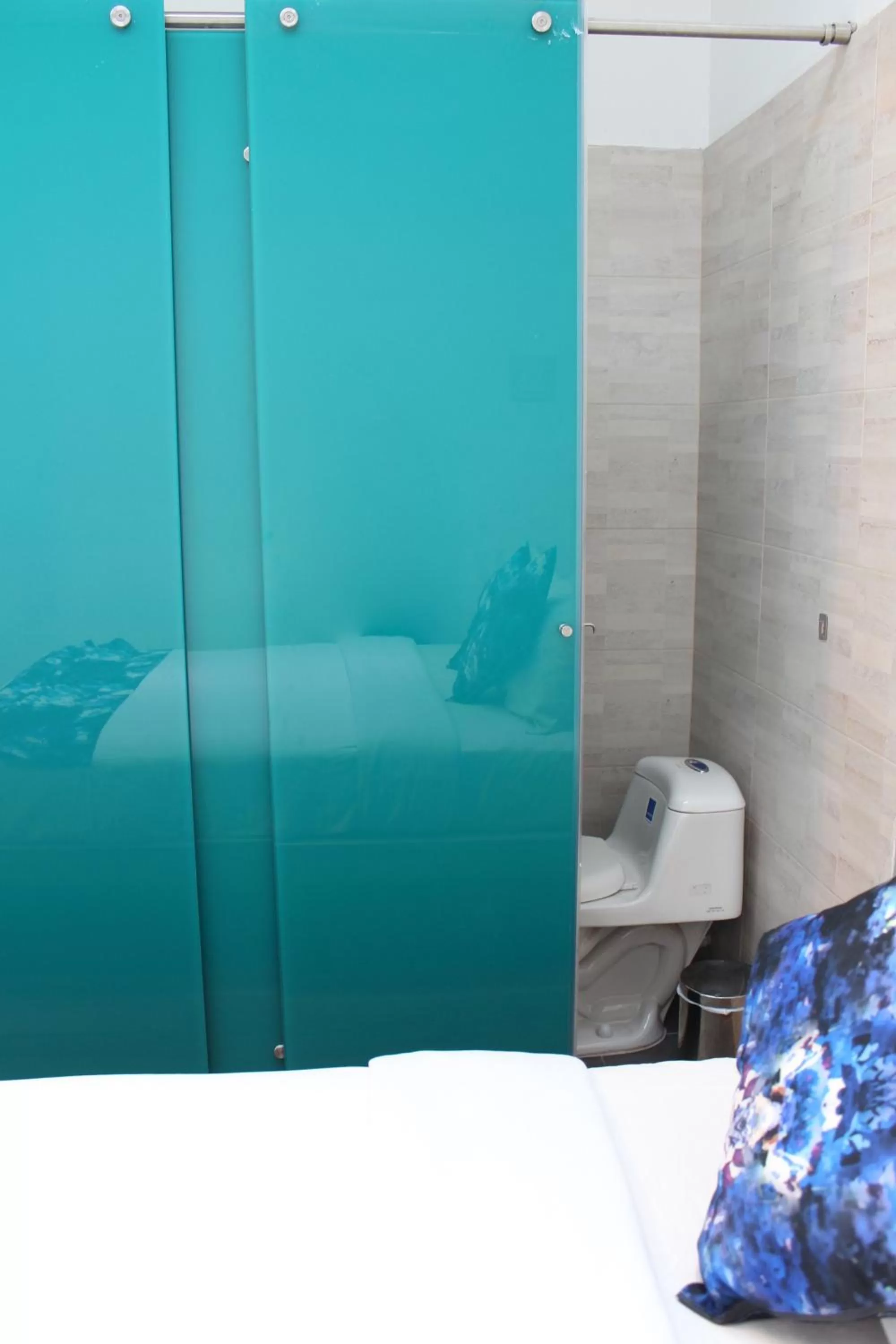 Bathroom, Bed in Agora Suites Self-Service Boutique Hotel