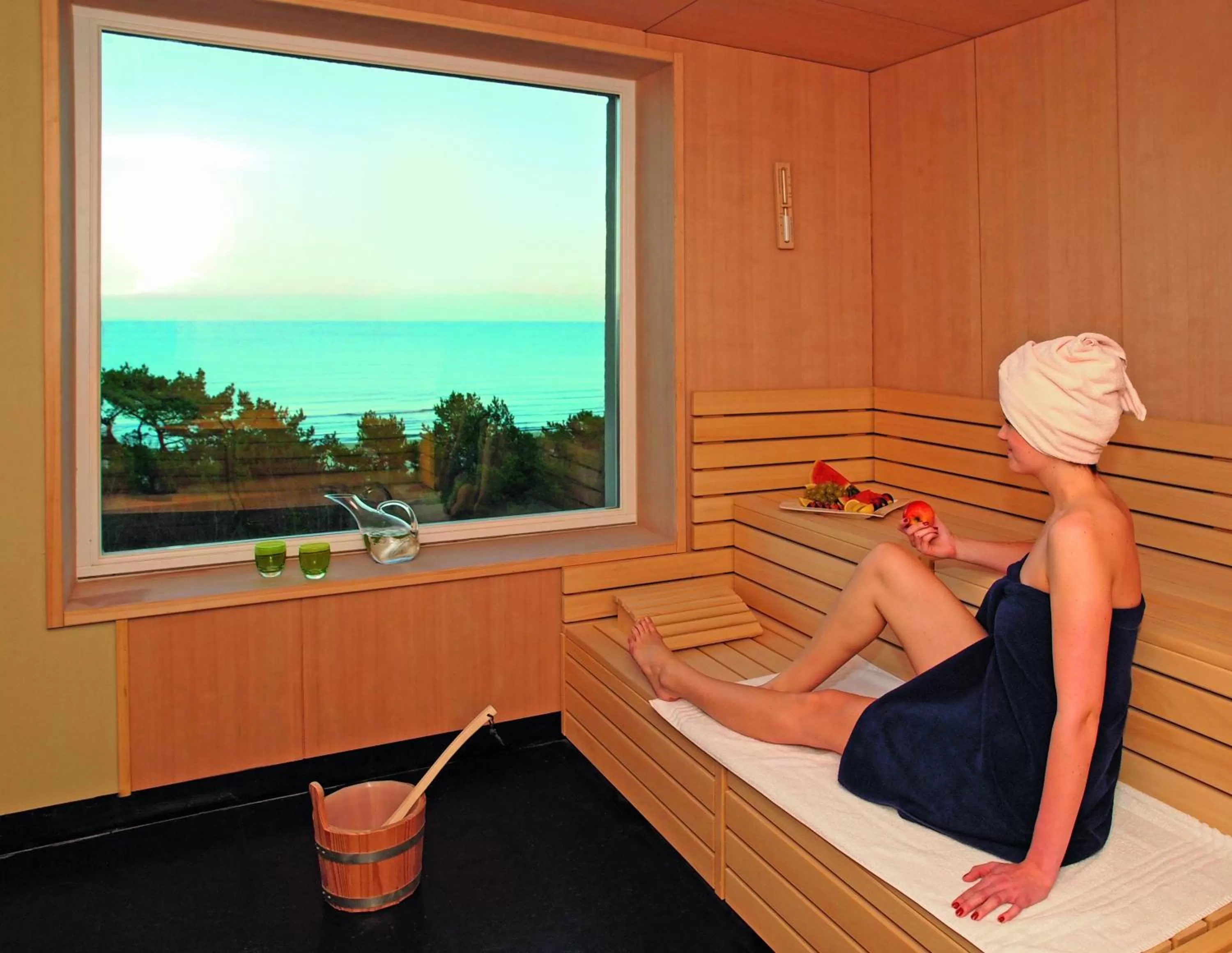 Sauna in Strandhotel Heringsdorf mit Soleaußenpool 30 Grad