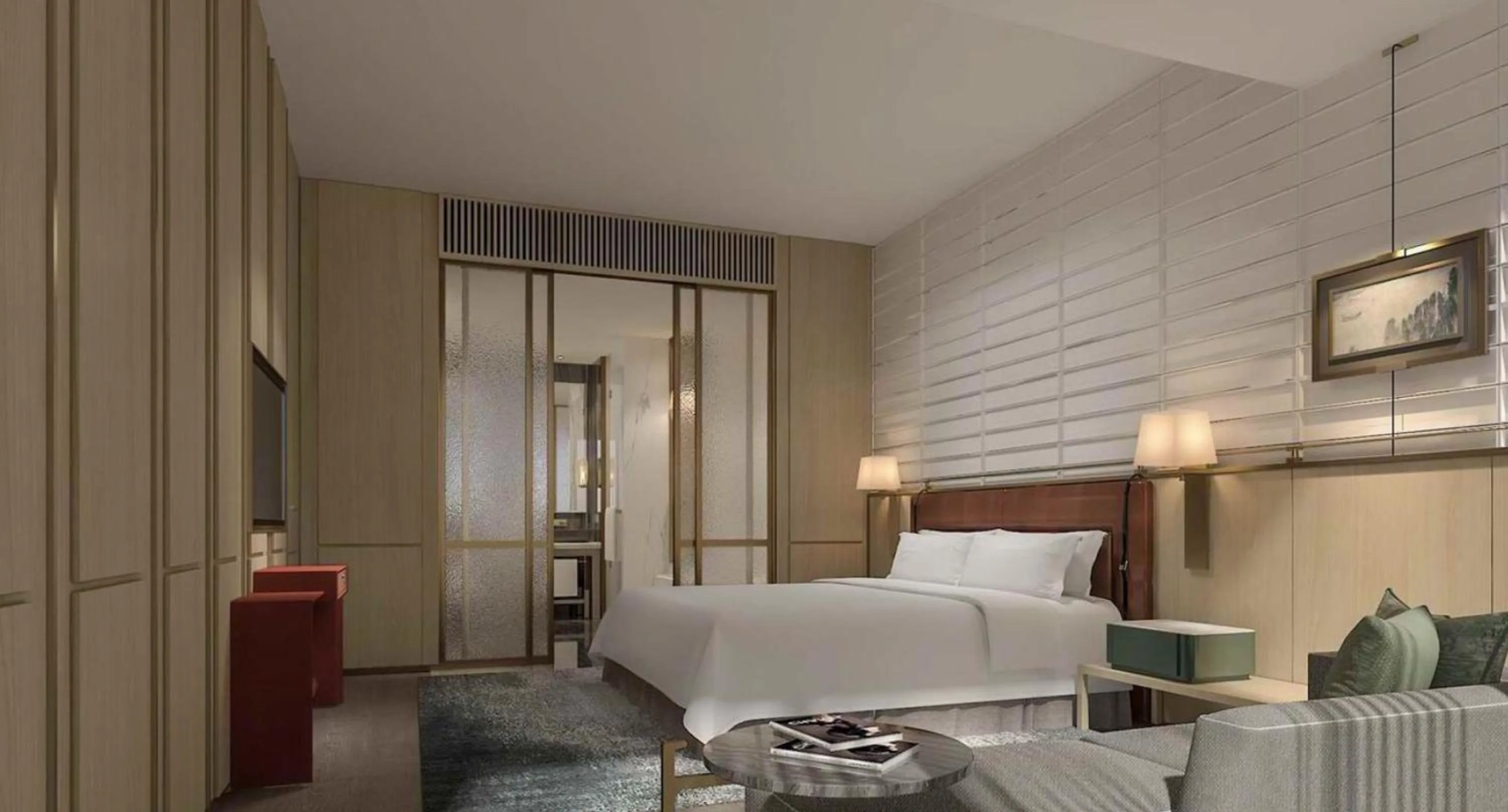 Photo of the whole room, Bed in HUALUXE Xi'an Chanba by IHG