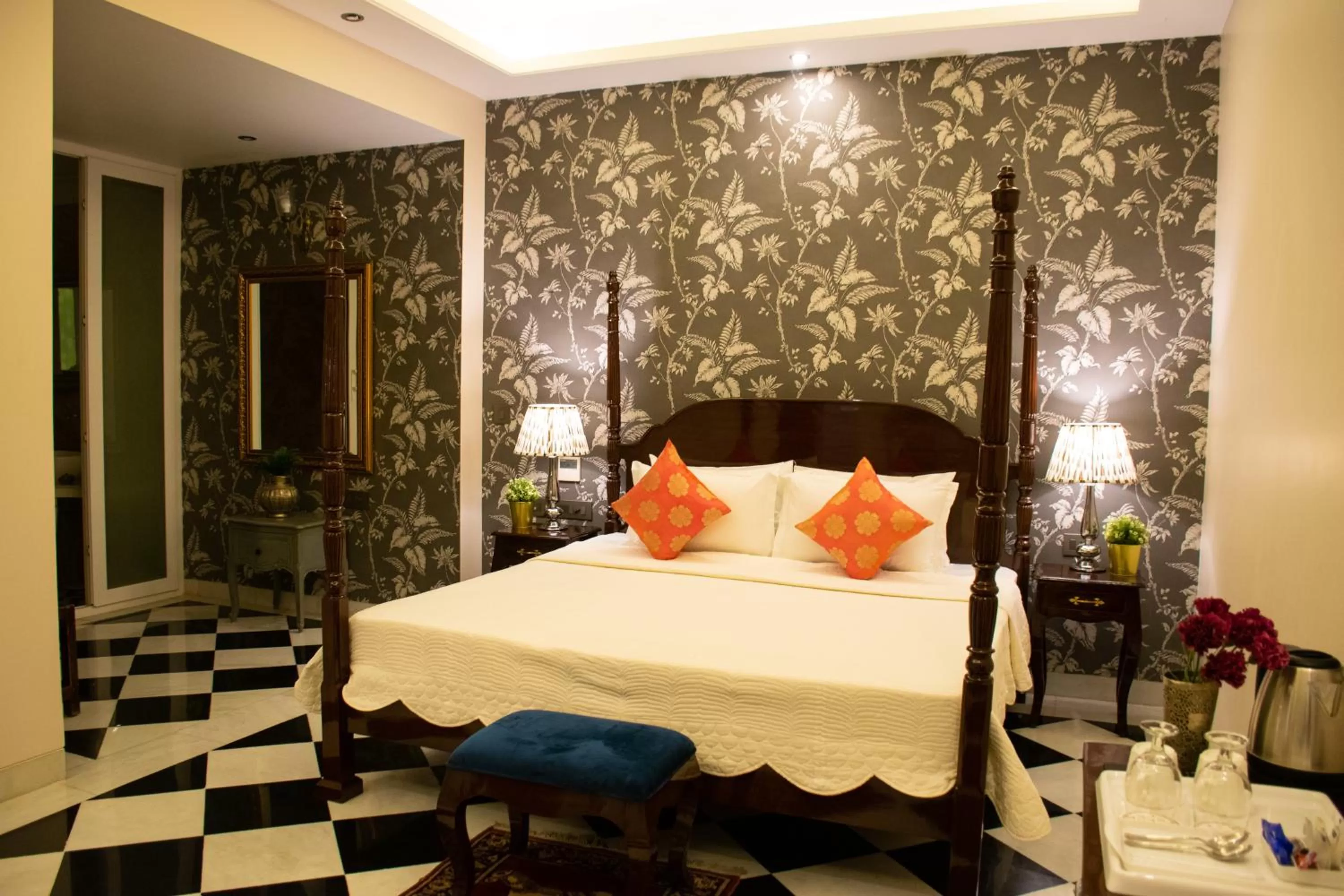 Bed in Dileep Kothi - A Royal Boutique Luxury Suites in Jaipur