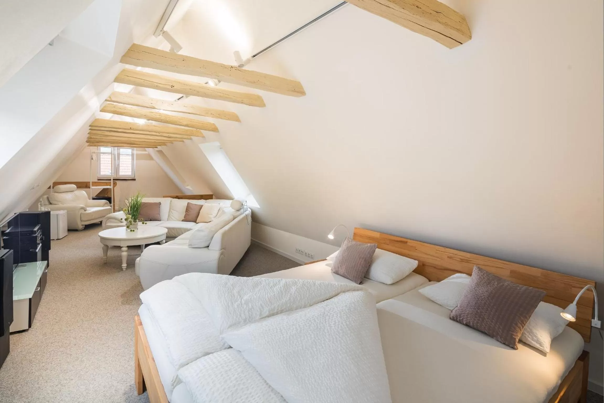 Bed, Seating Area in Landgasthof- Hotel Löwen