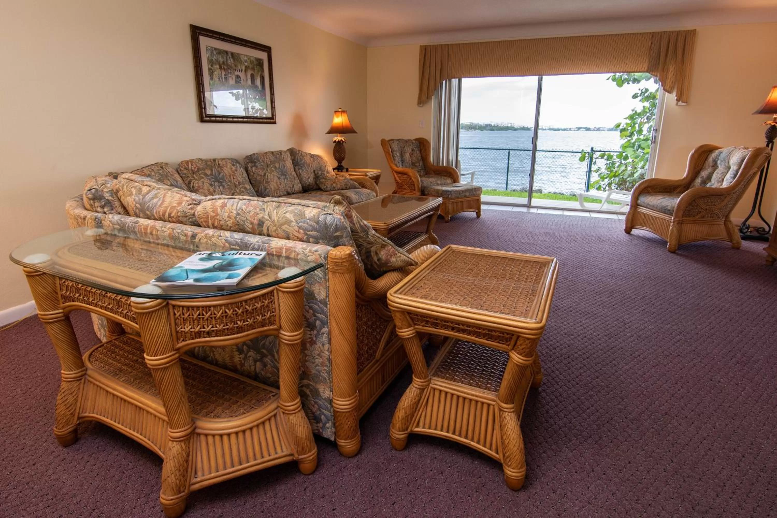 Seating Area in Palm Beach Waterfront Condos - Full Kitchens!