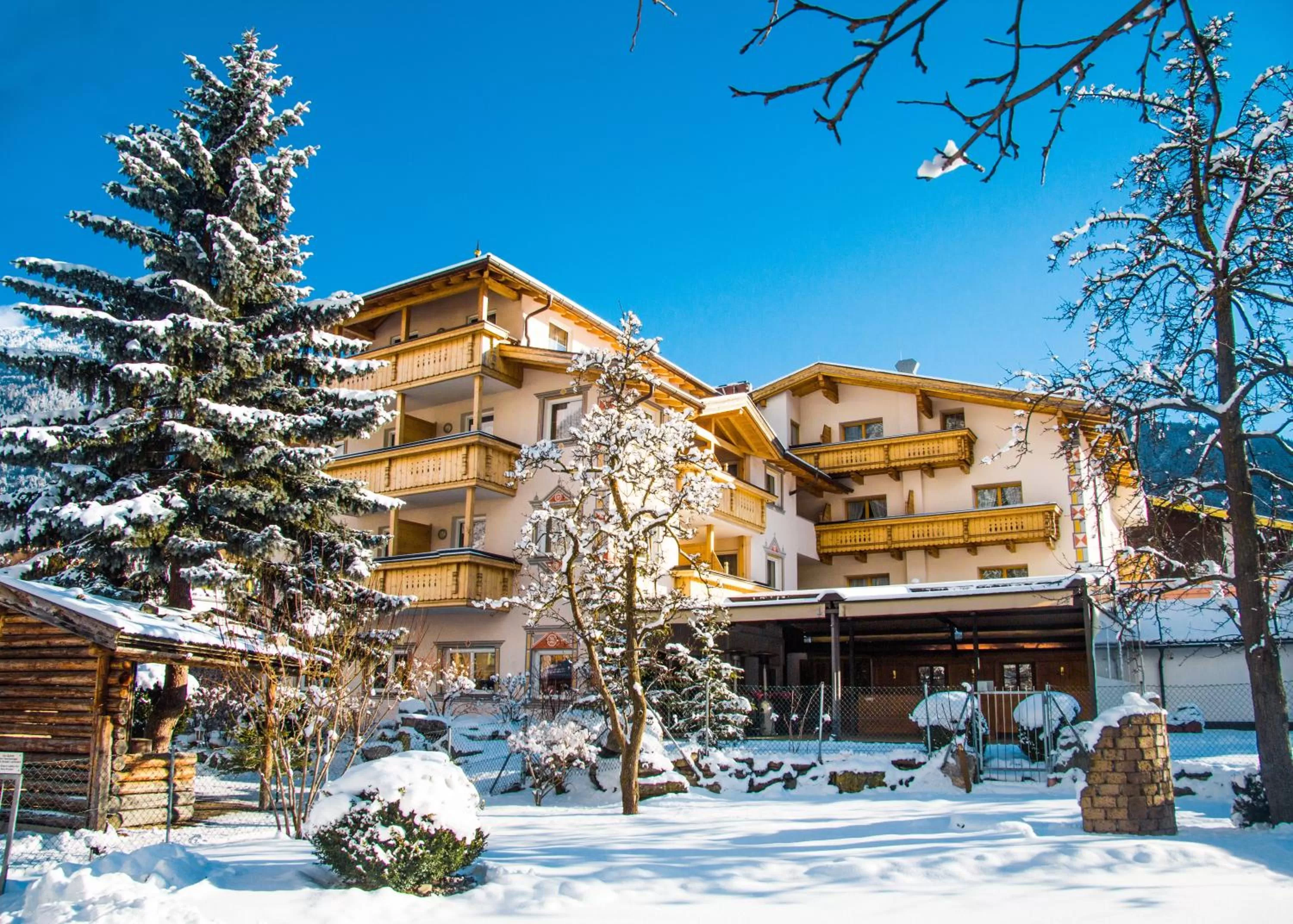 Property building, Winter in Hotel Enzian