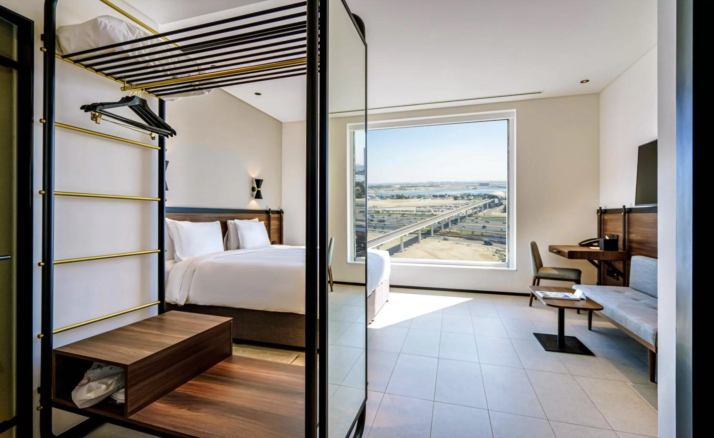 View (from property/room), Bed in FORM Hotel Al Jaddaf, Dubai, a Member of Design Hotels