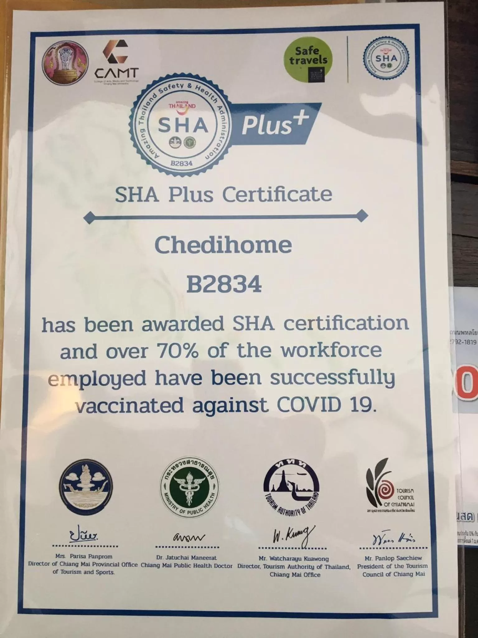 Certificate/Award in Chedi Home