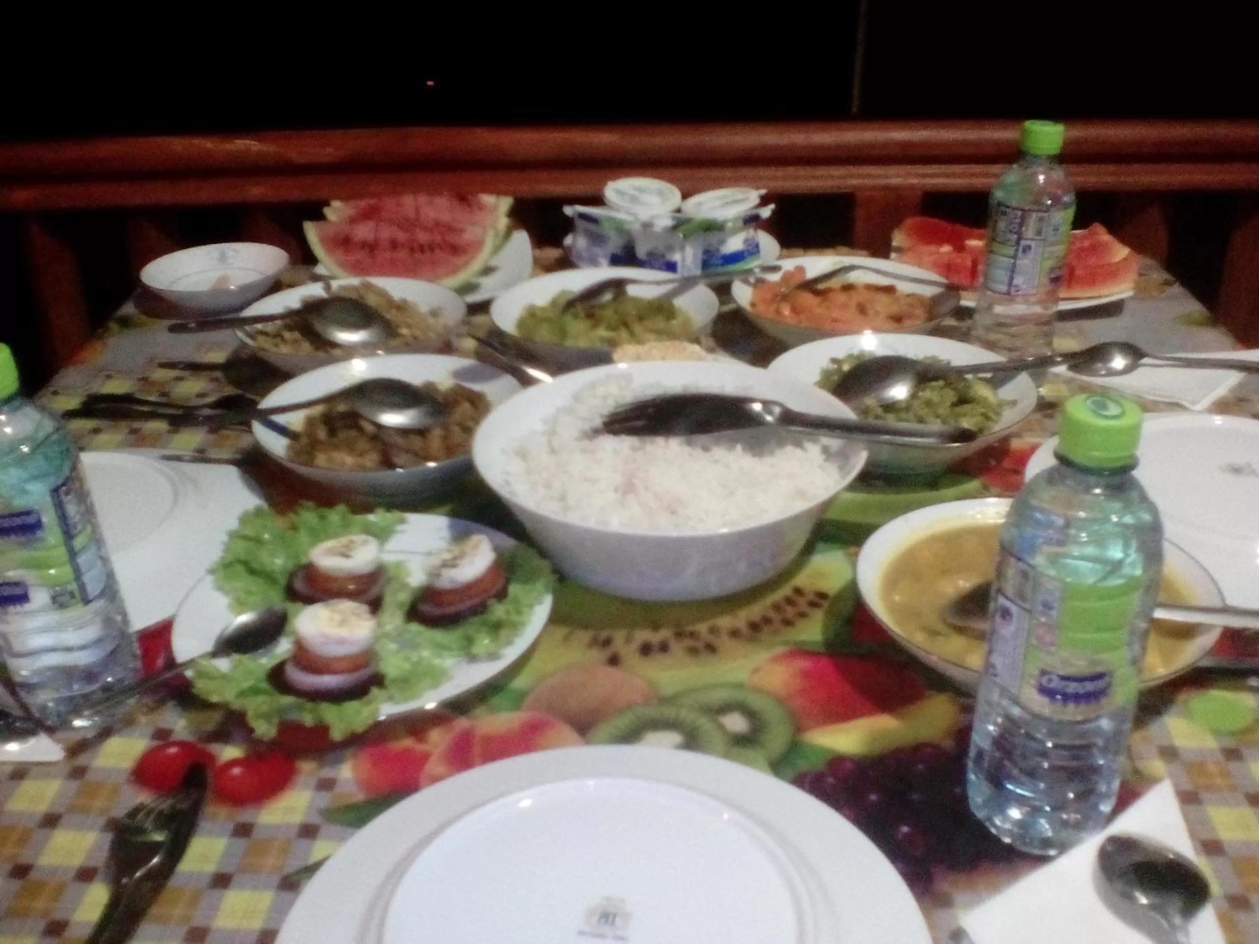 Asian breakfast in Saddle Cottage