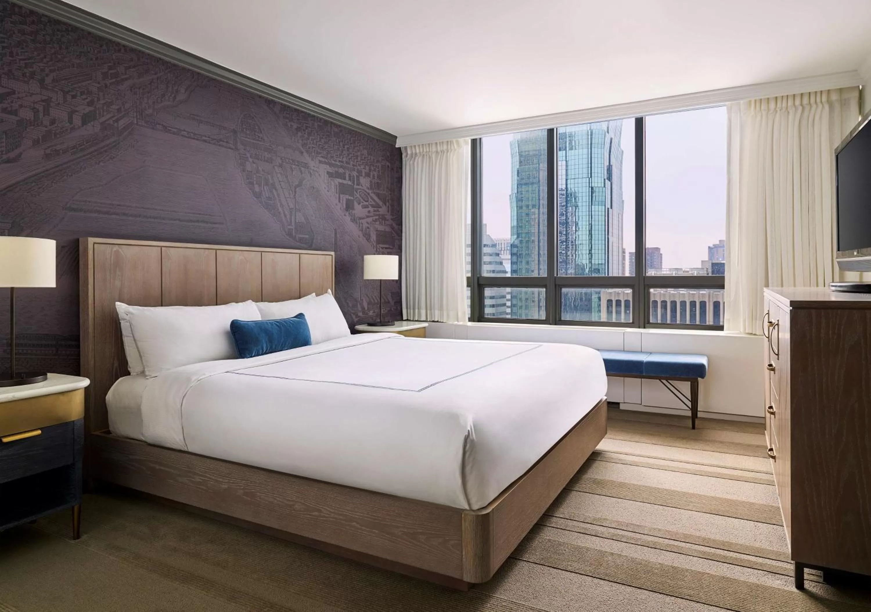 Bed in The Marquette Hotel, Curio Collection by Hilton