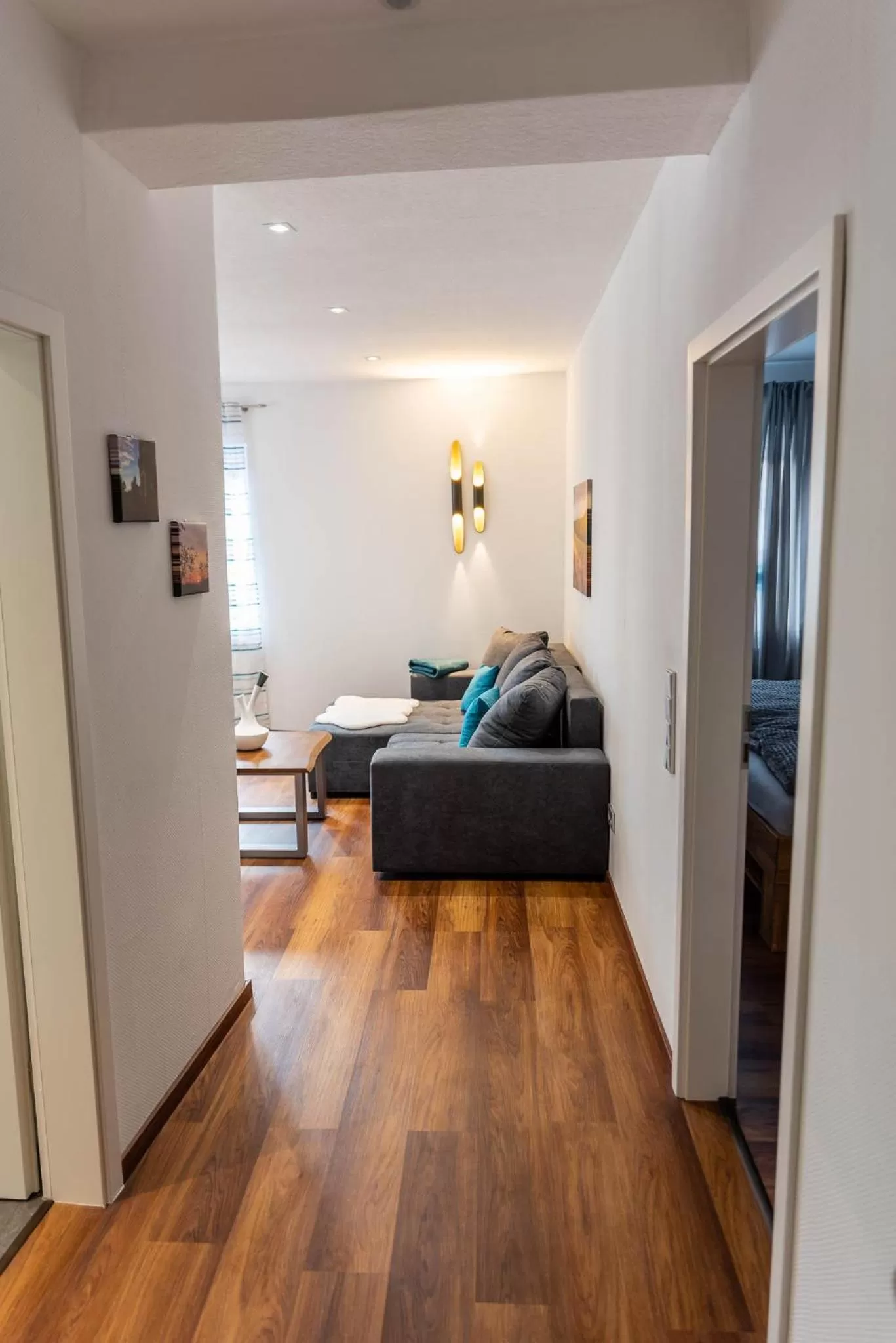 Living room, Bed in Gästehaus Jagsttal