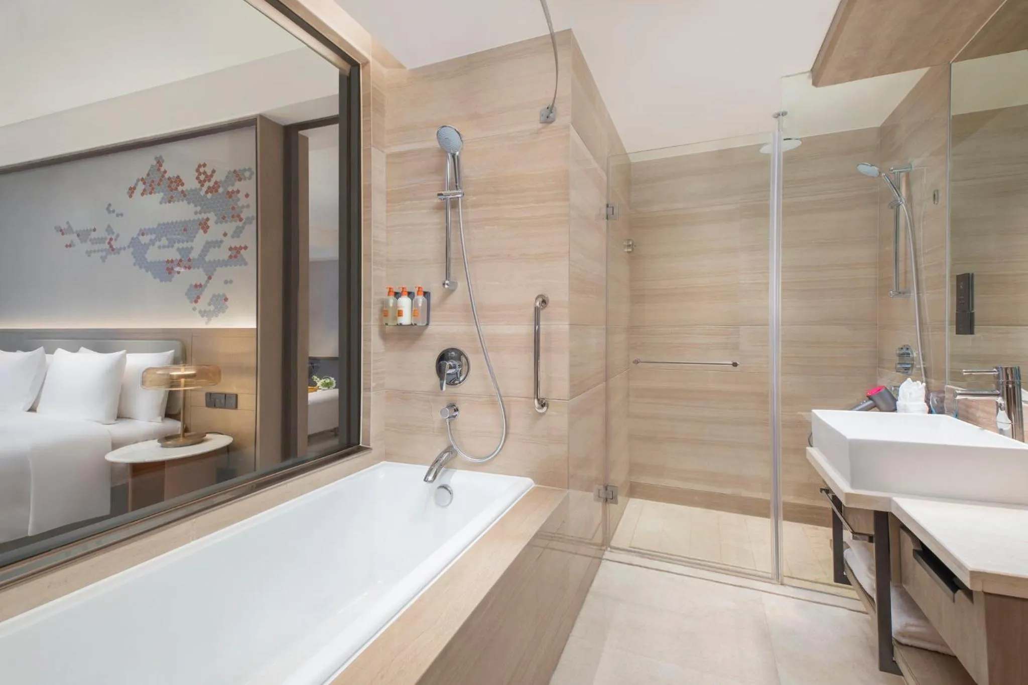 Bathroom in Crowne Plaza Shanghai Jinxiu by IHG