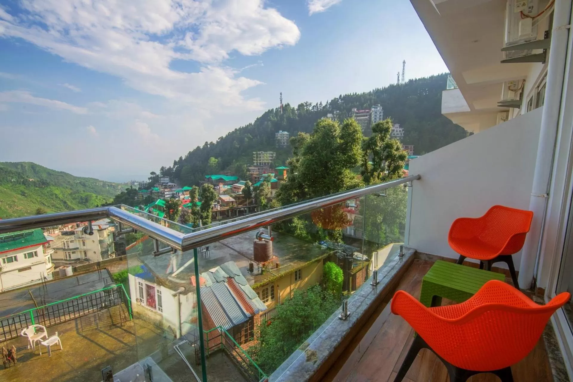Mountain view, Balcony/Terrace in Shivaay Morex- A Vegetarian Hotel