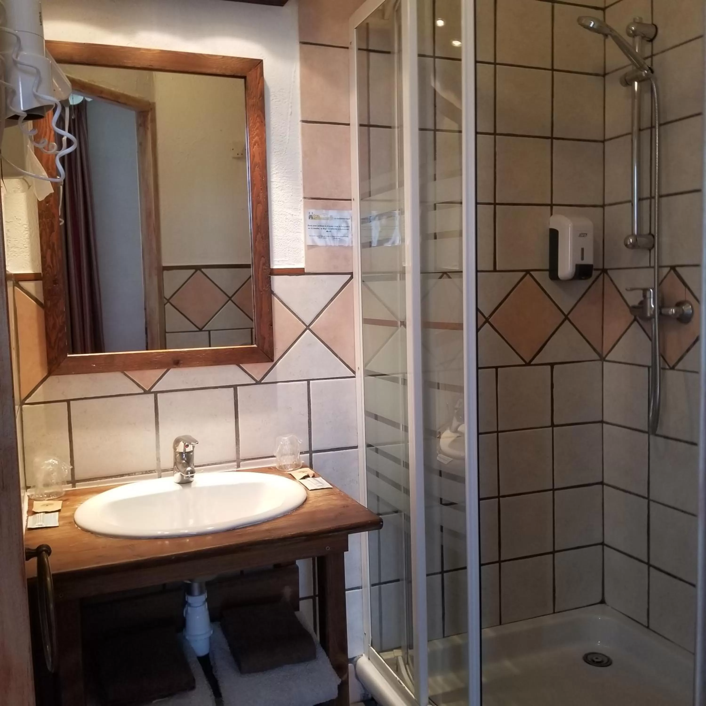 Shower in Logis hôtel du terreau