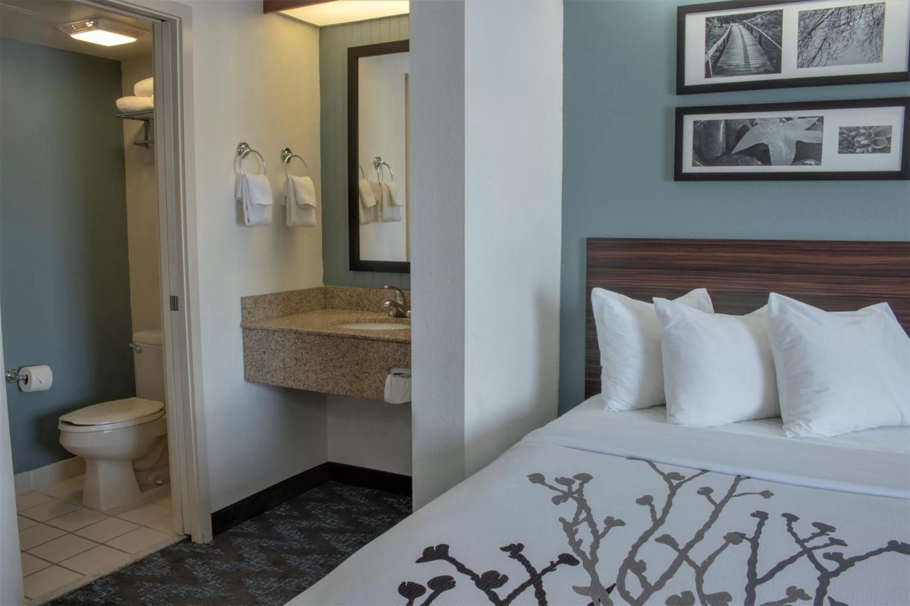 Bathroom, Bed in Sleep Inn Lake Wright - Norfolk Airport