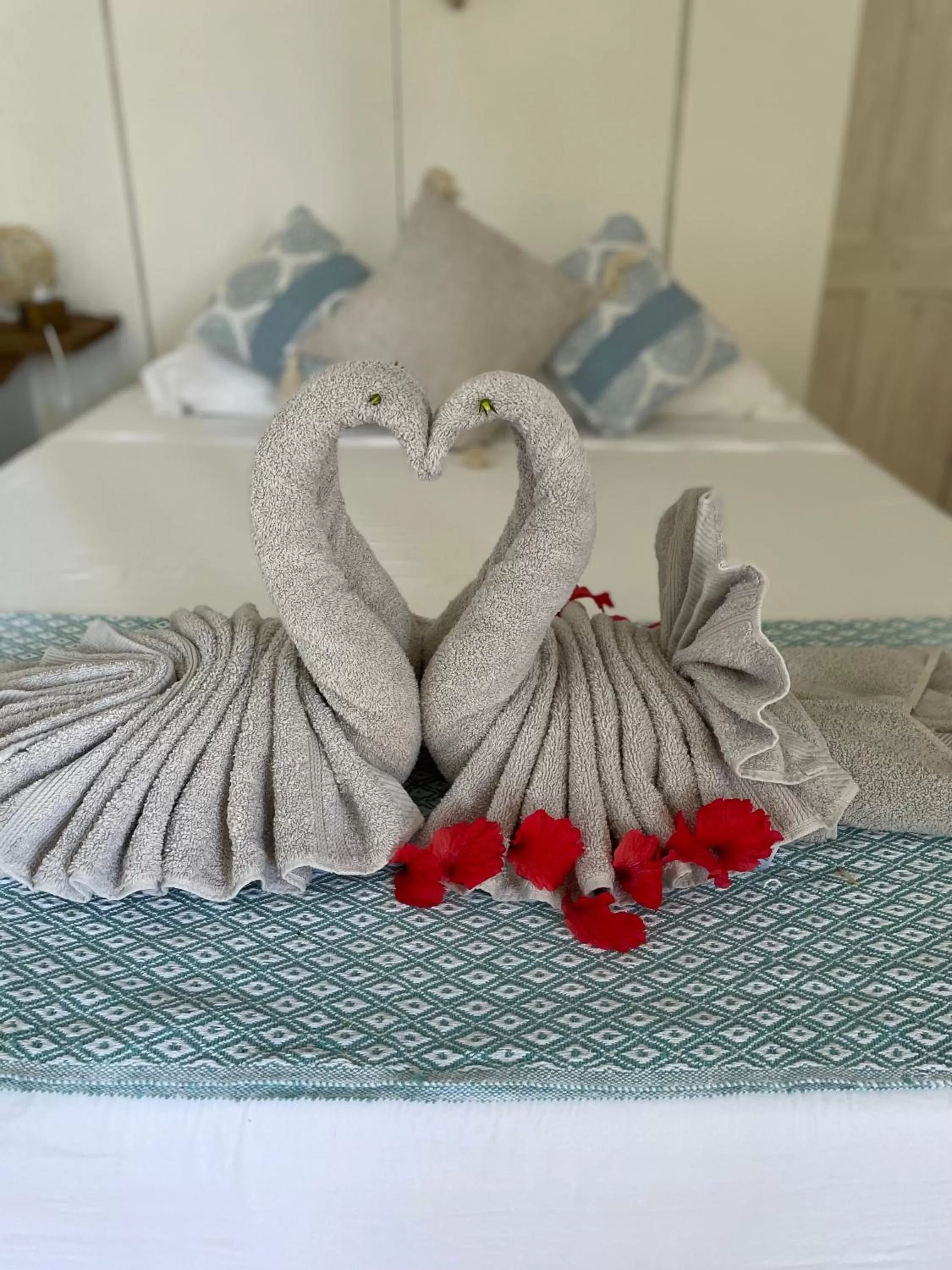 Bed in Bird Island Bungalows