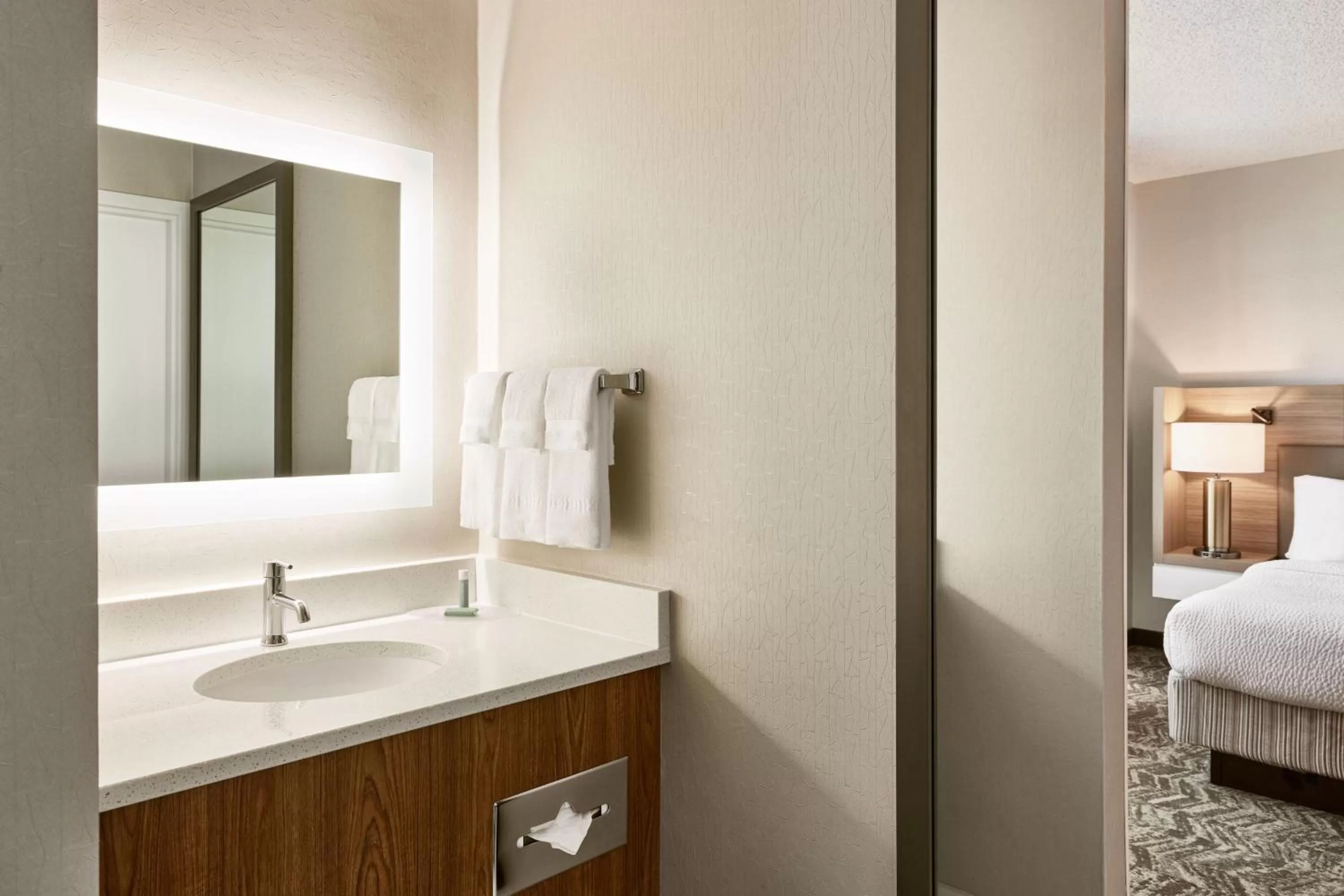 Bathroom, Bed in SpringHill Suites Phoenix Tempe Airport