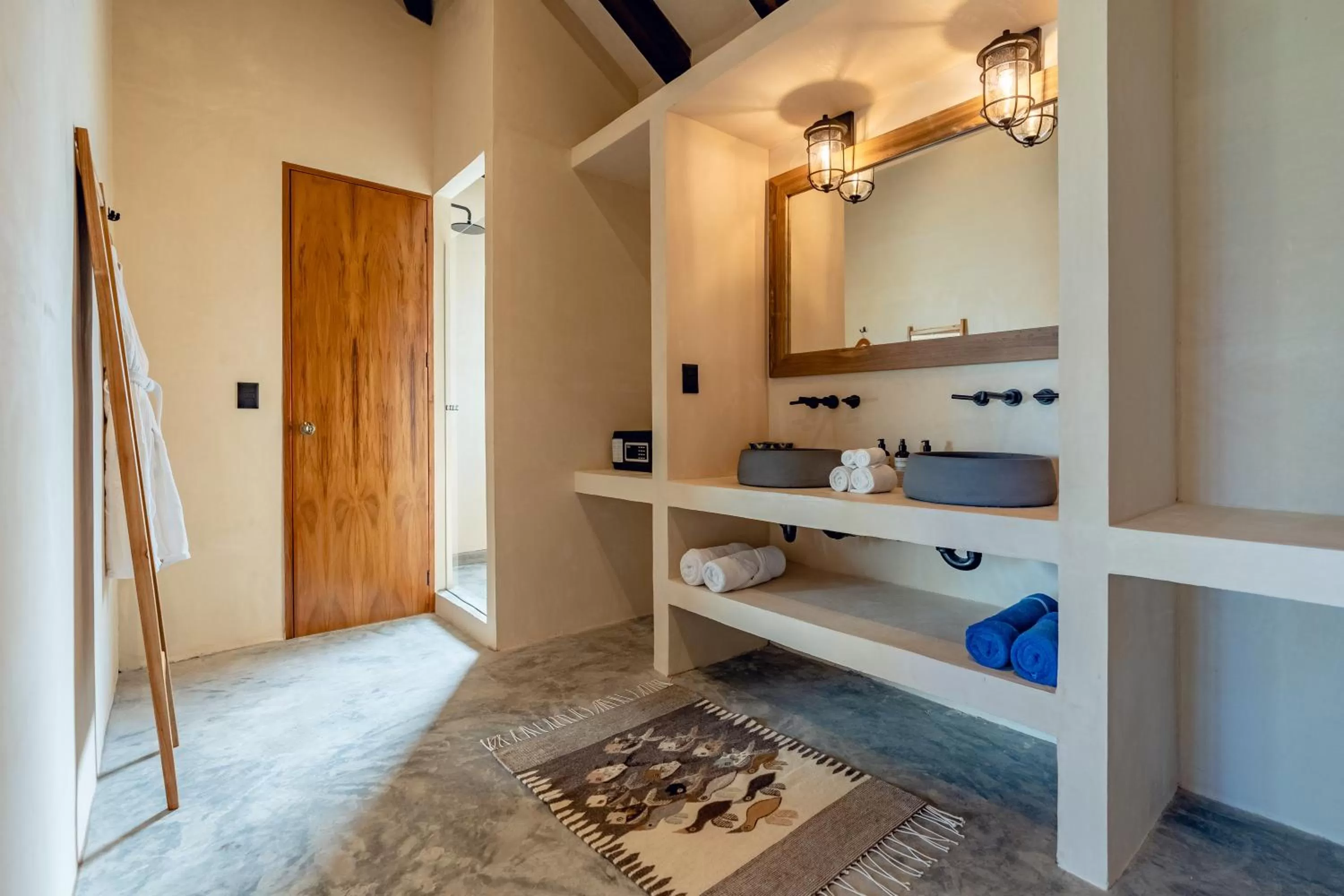 Bathroom, Bed in Villa Pescadores Tulum-Beachfront hotel by Ahau Collection