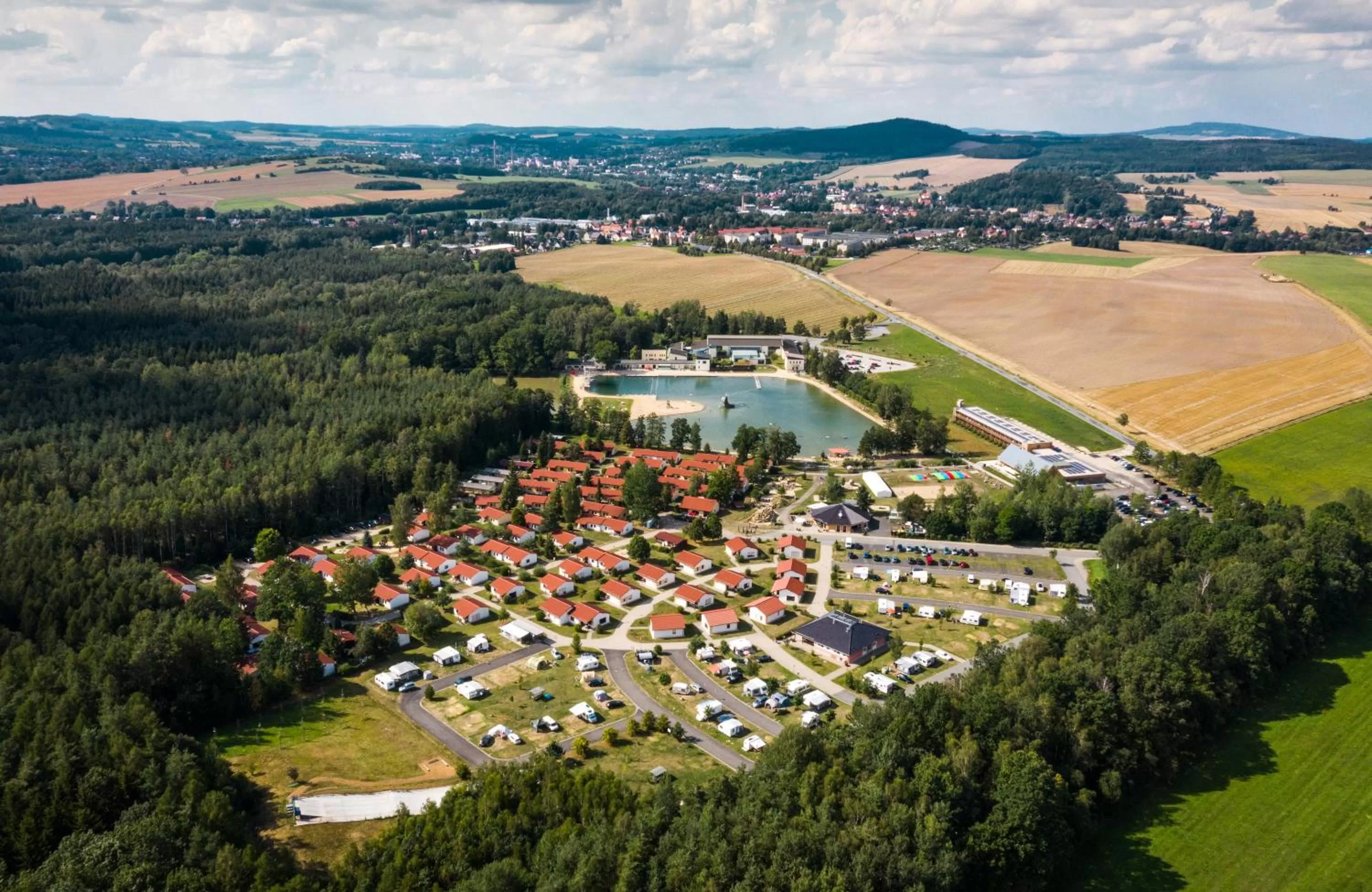 Natural landscape, Bird's-eye View in Waldstrand-Hotel Großschönau