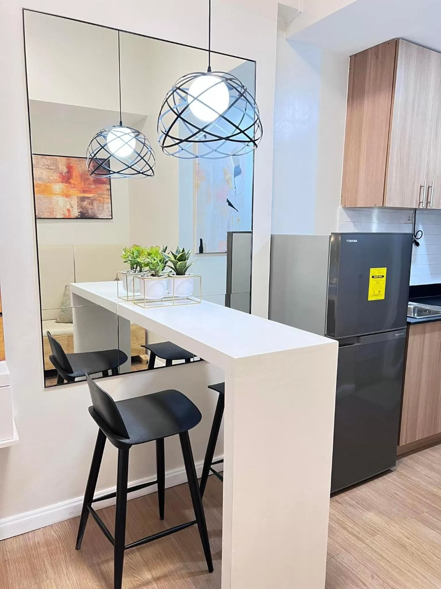 Kitchen or kitchenette in Studio with mountain view, near Limketkai mall in Prime Cagayan de Oro