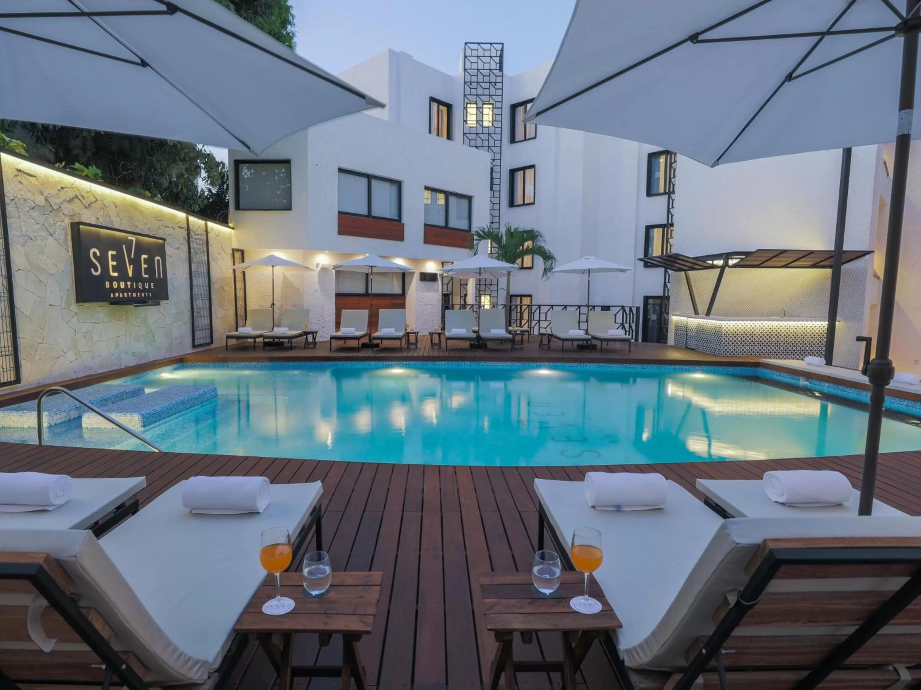 Pool view in Seven Boutique Apartments Cancún