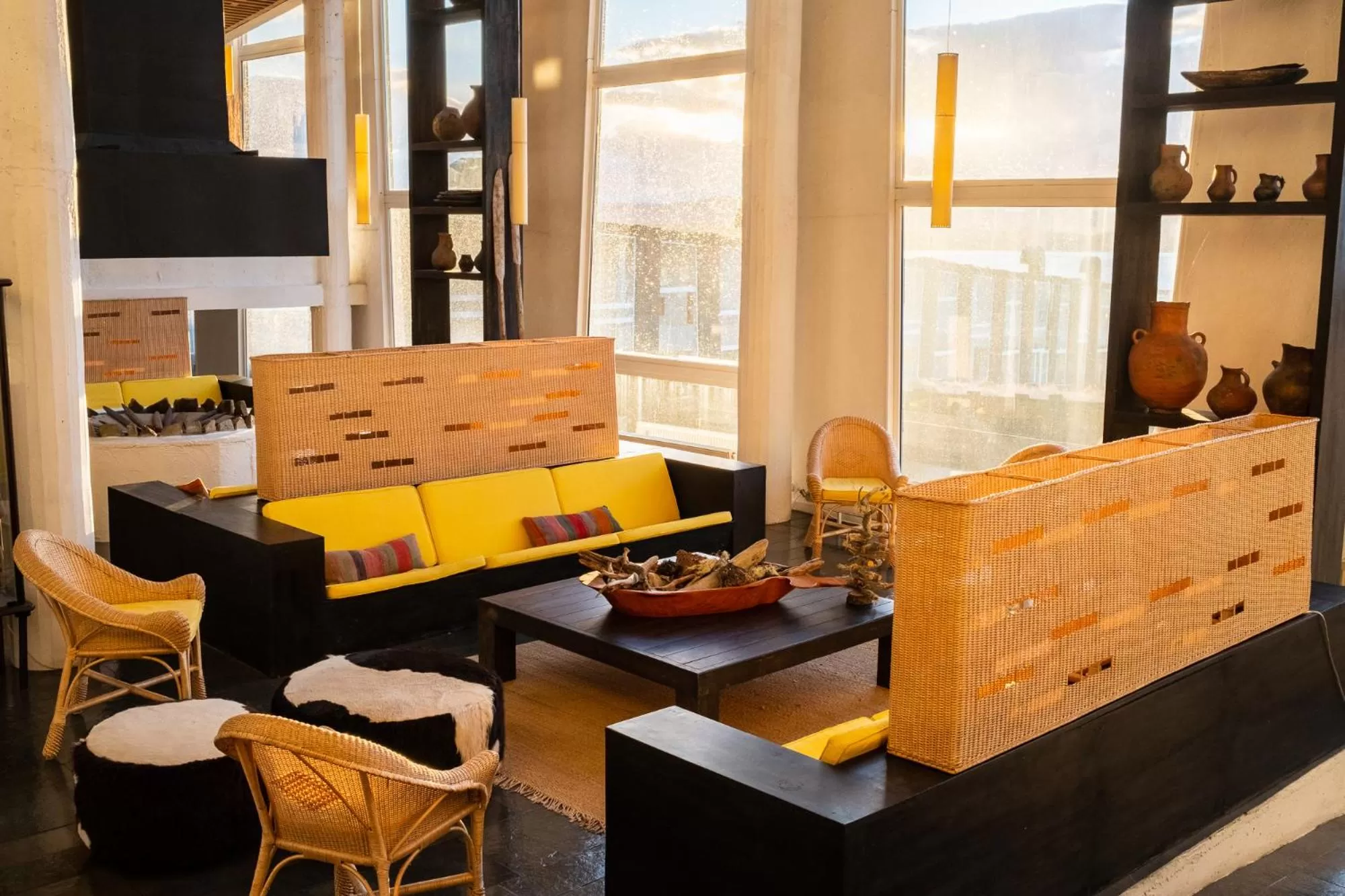 Living room in Remota Patagonia Lodge