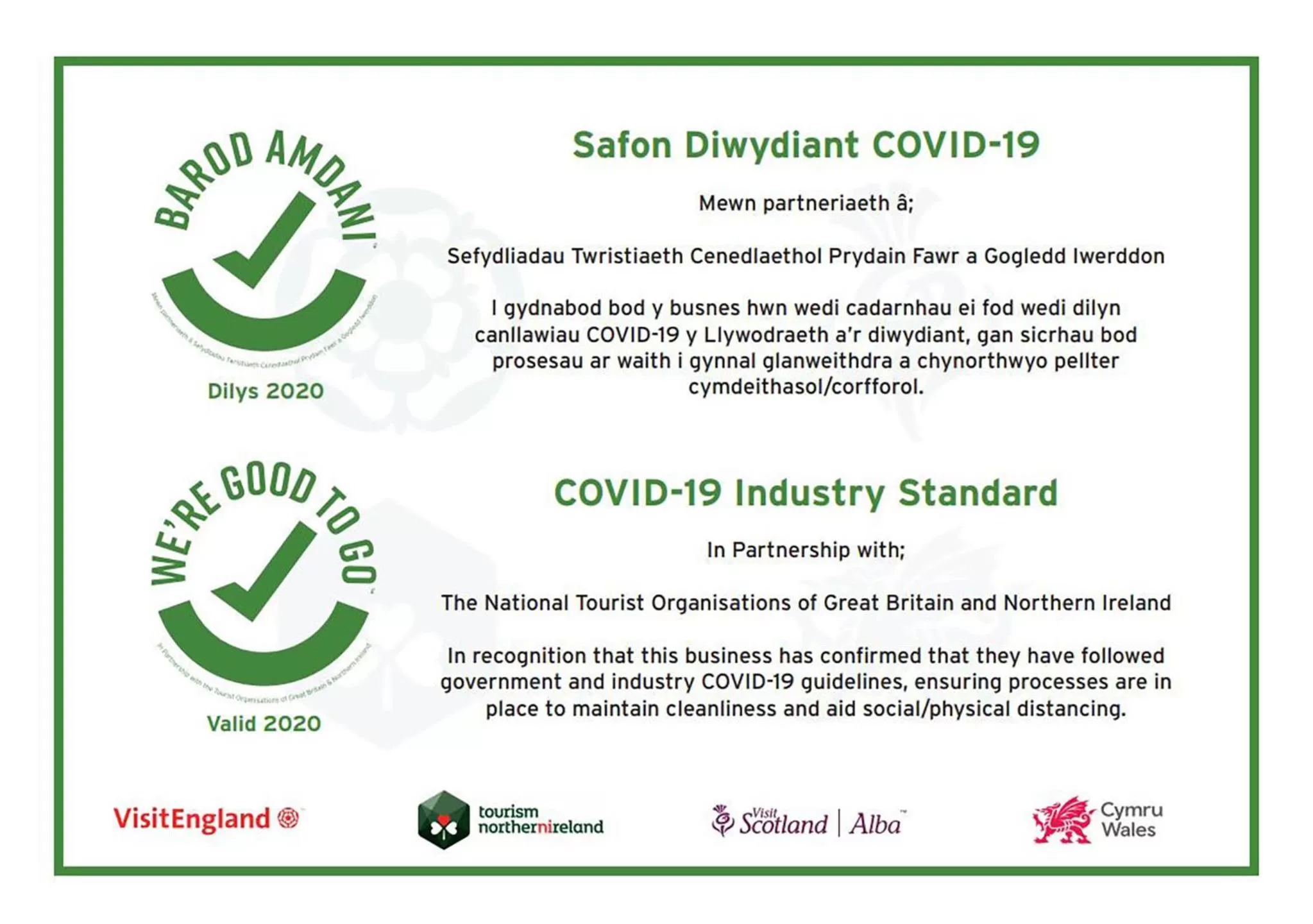 Logo/Certificate/Sign in Mill Lodge-Brecon Beacons