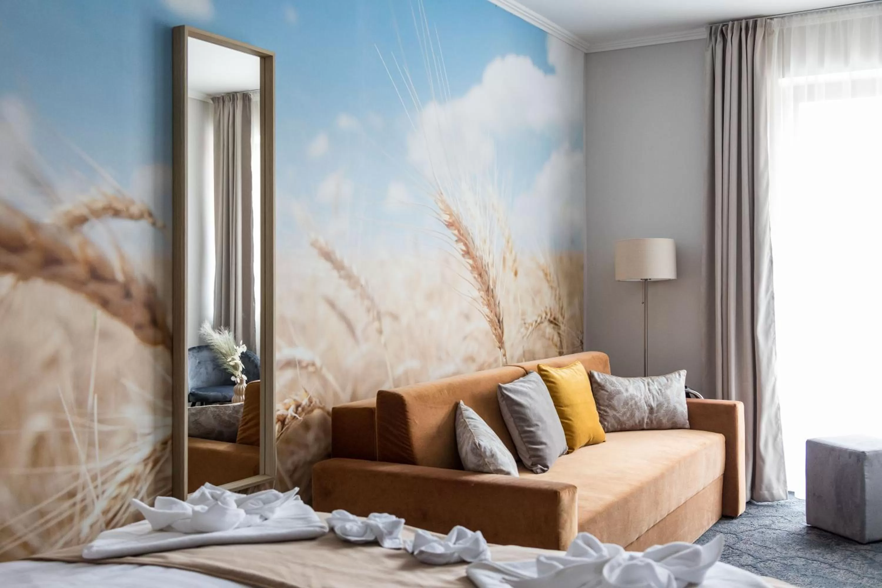 Bed, Seating Area in Villa Bérc