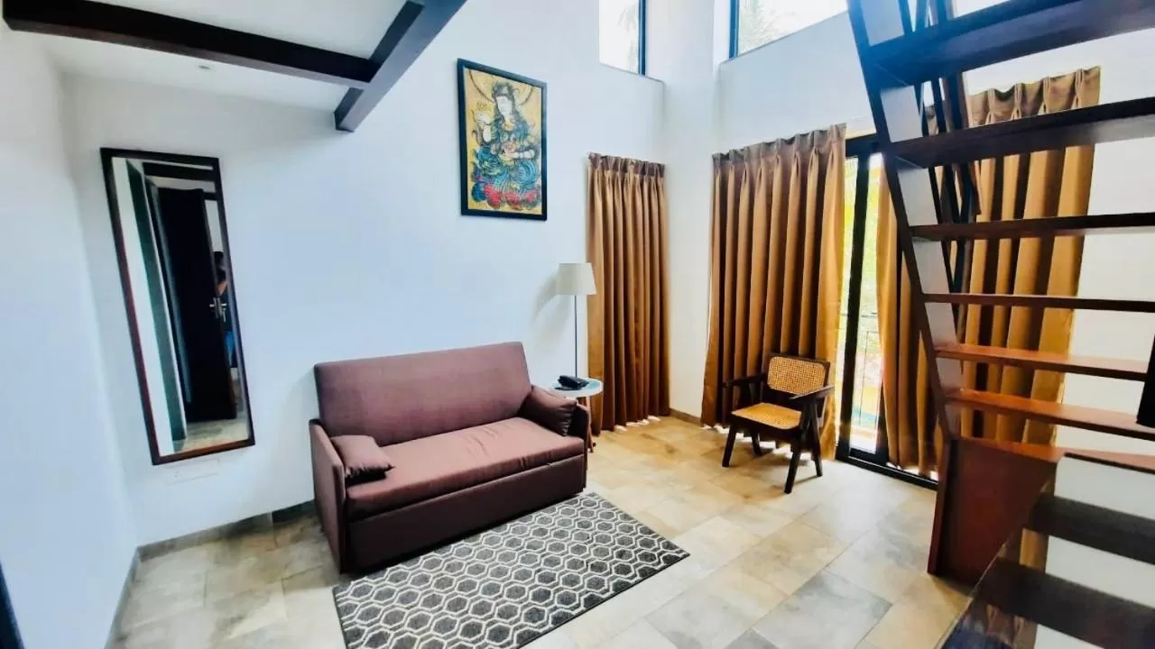 Seating area in HALF Hotel, Calangute