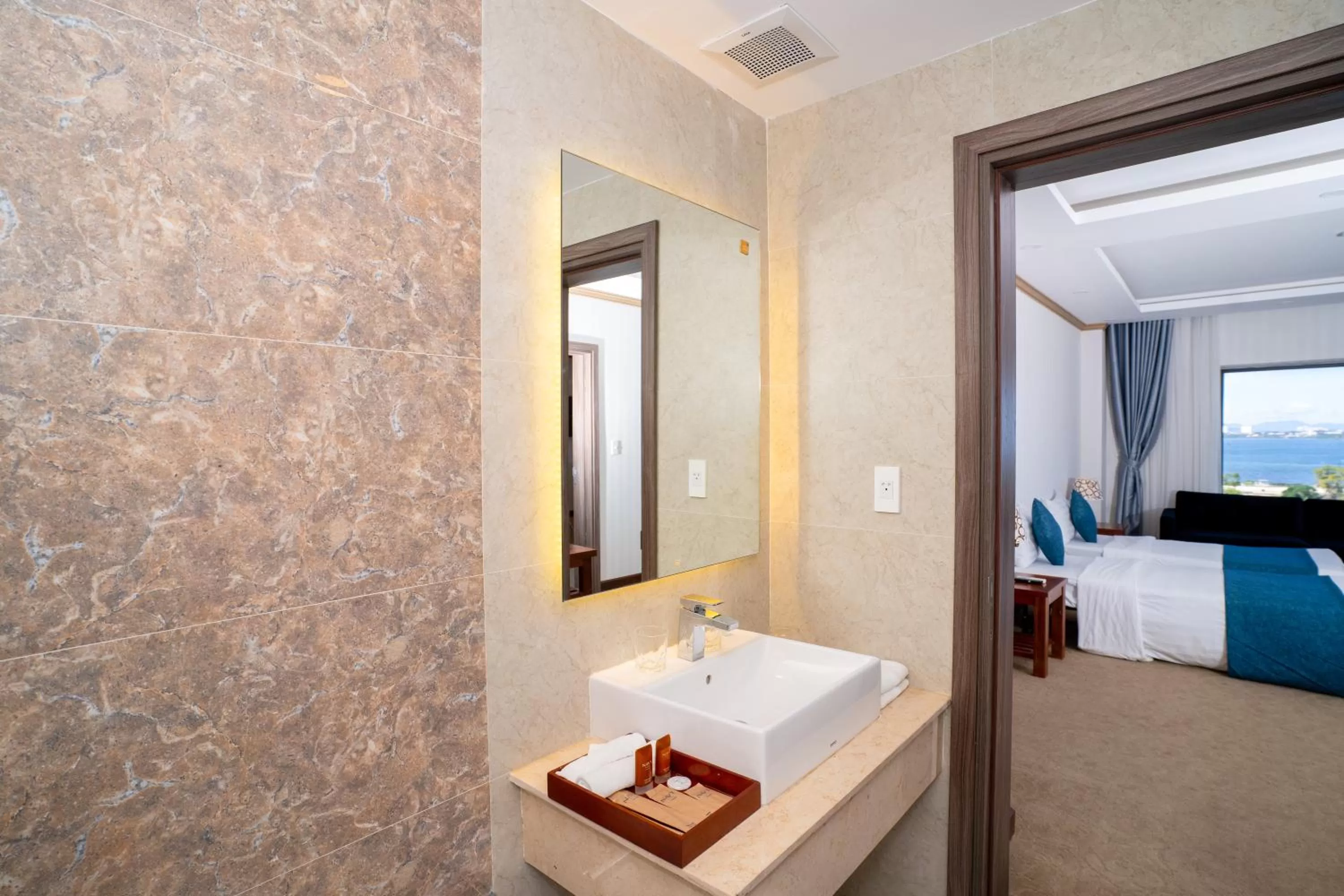 Shower, Bed in Navy Hotel Cam Ranh