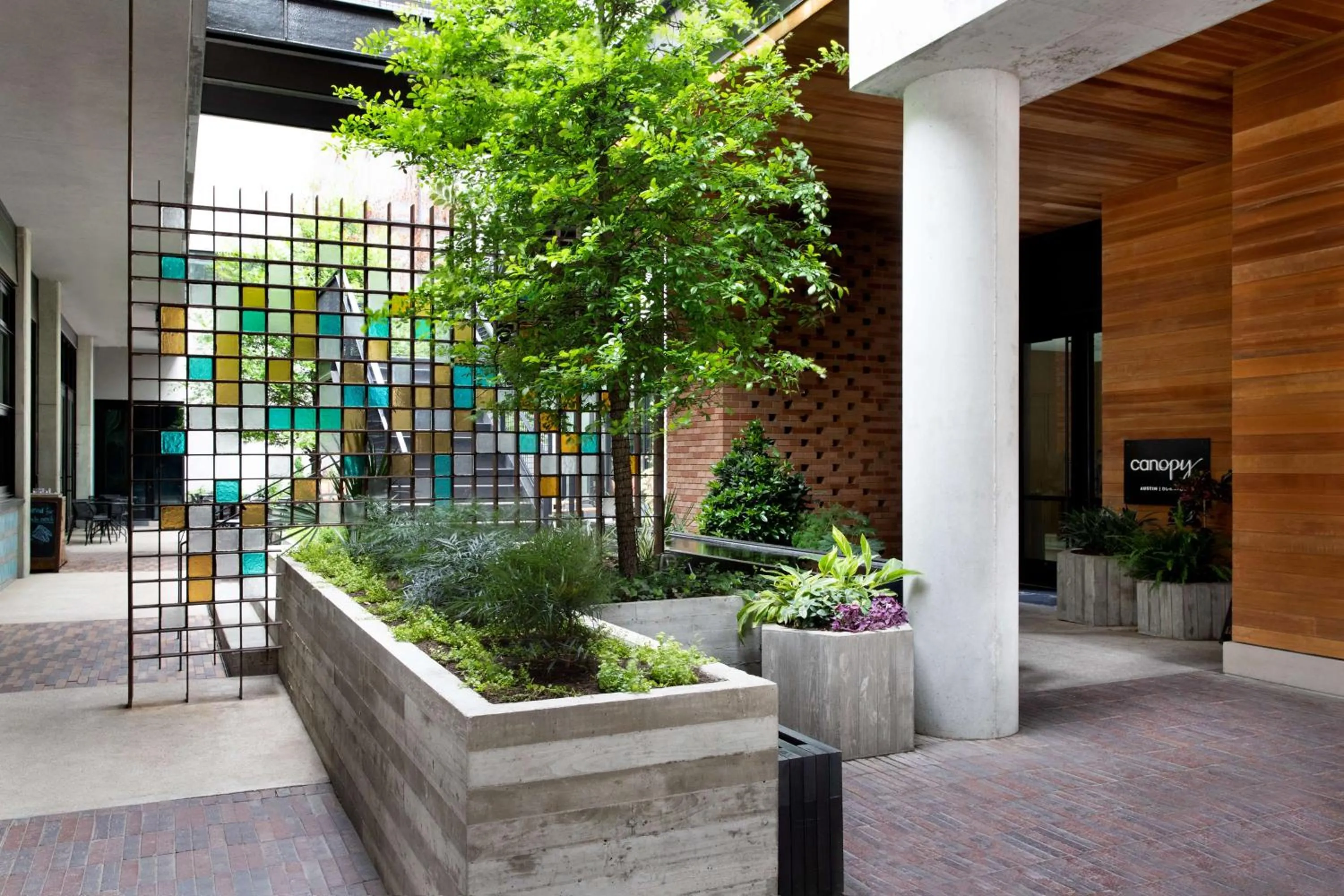 Inner courtyard view in Canopy By Hilton Austin Downtown
