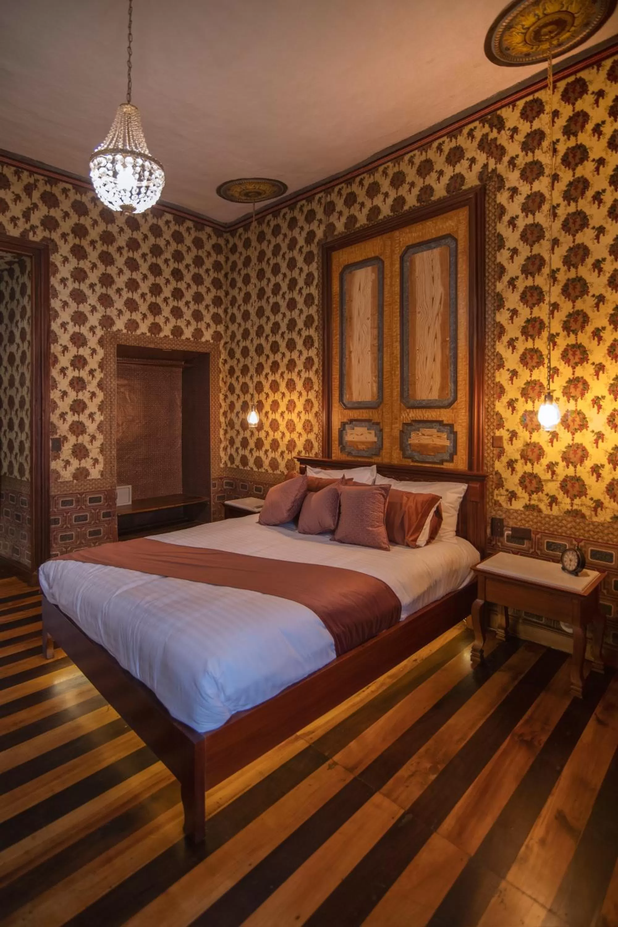 Decorative detail, Bed in Casa Bolívar Hotel Museo