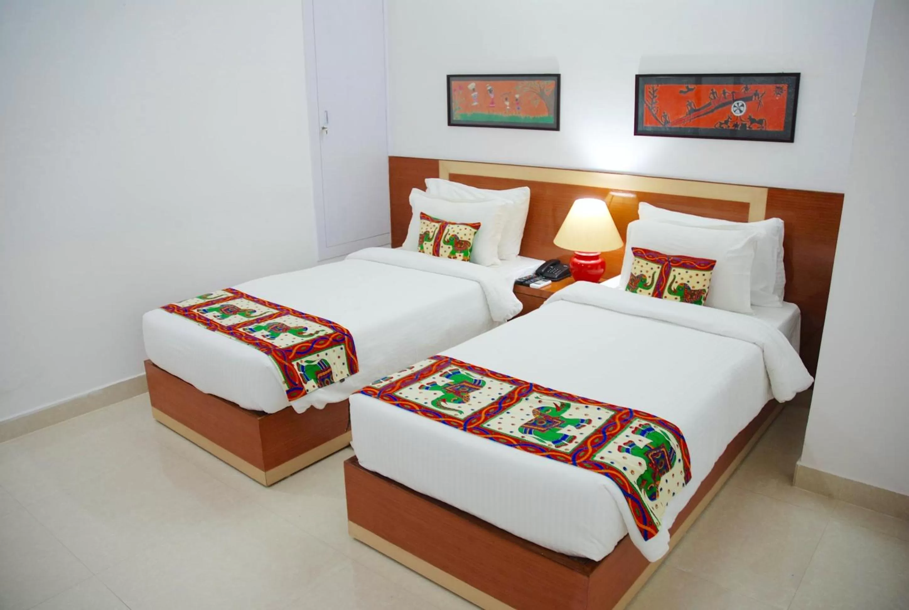 Photo of the whole room, Bed in The Bodhgaya Hotel School
