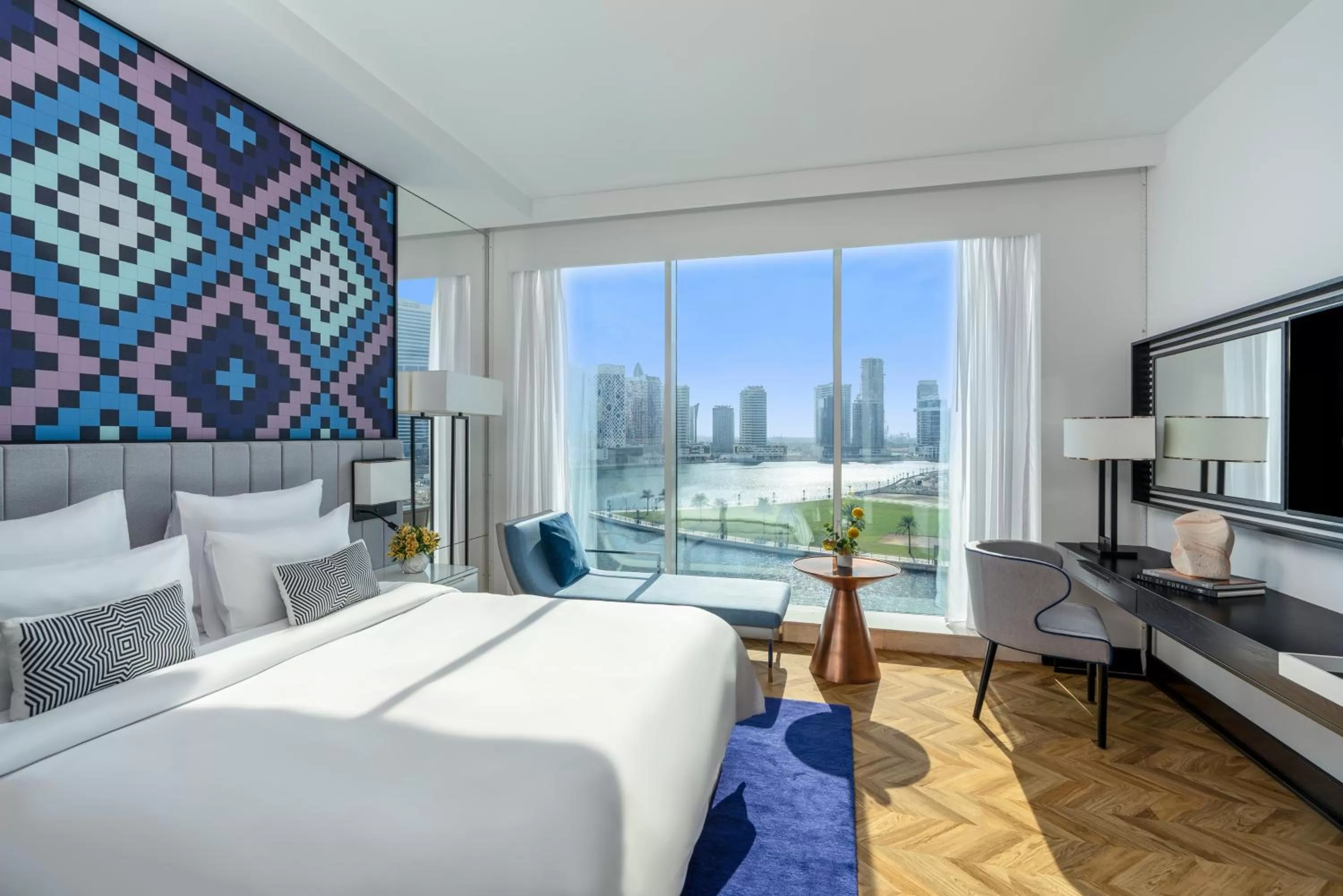 View (from property/room), Bed in Pullman Dubai Downtown