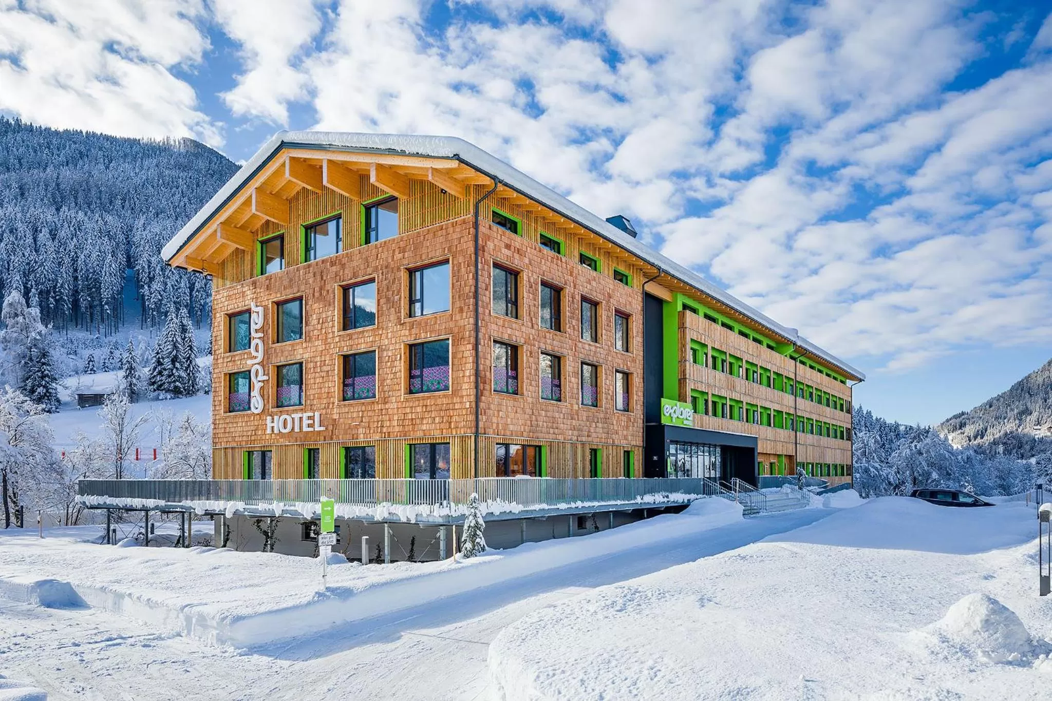 Property building, Winter in Explorer Hotel Garmisch