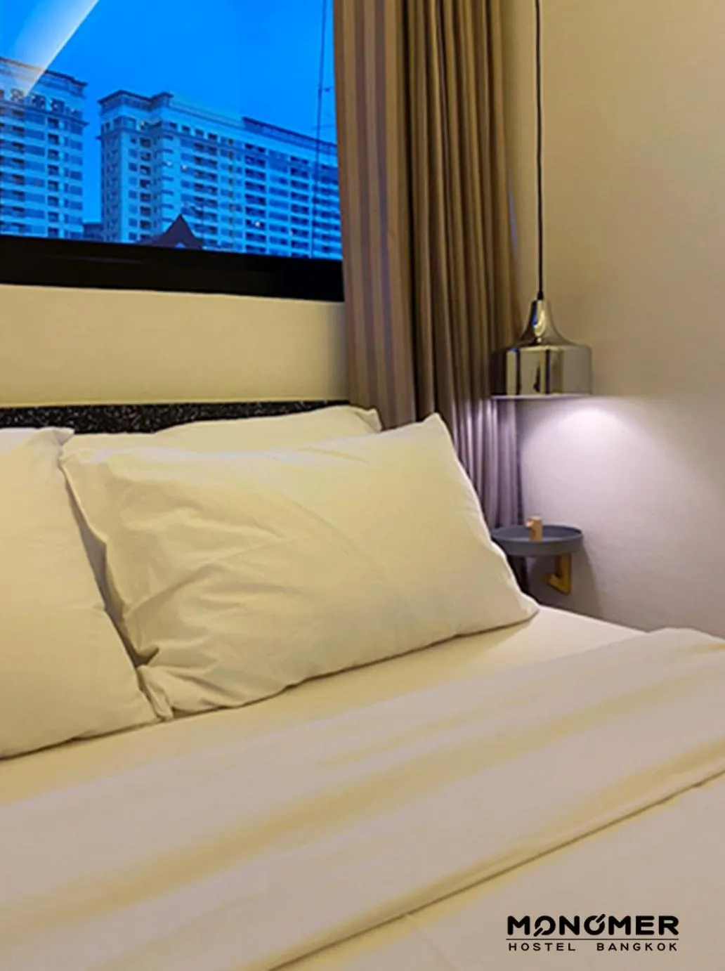 Decorative detail, Bed in Monomer Hostel Bangkok