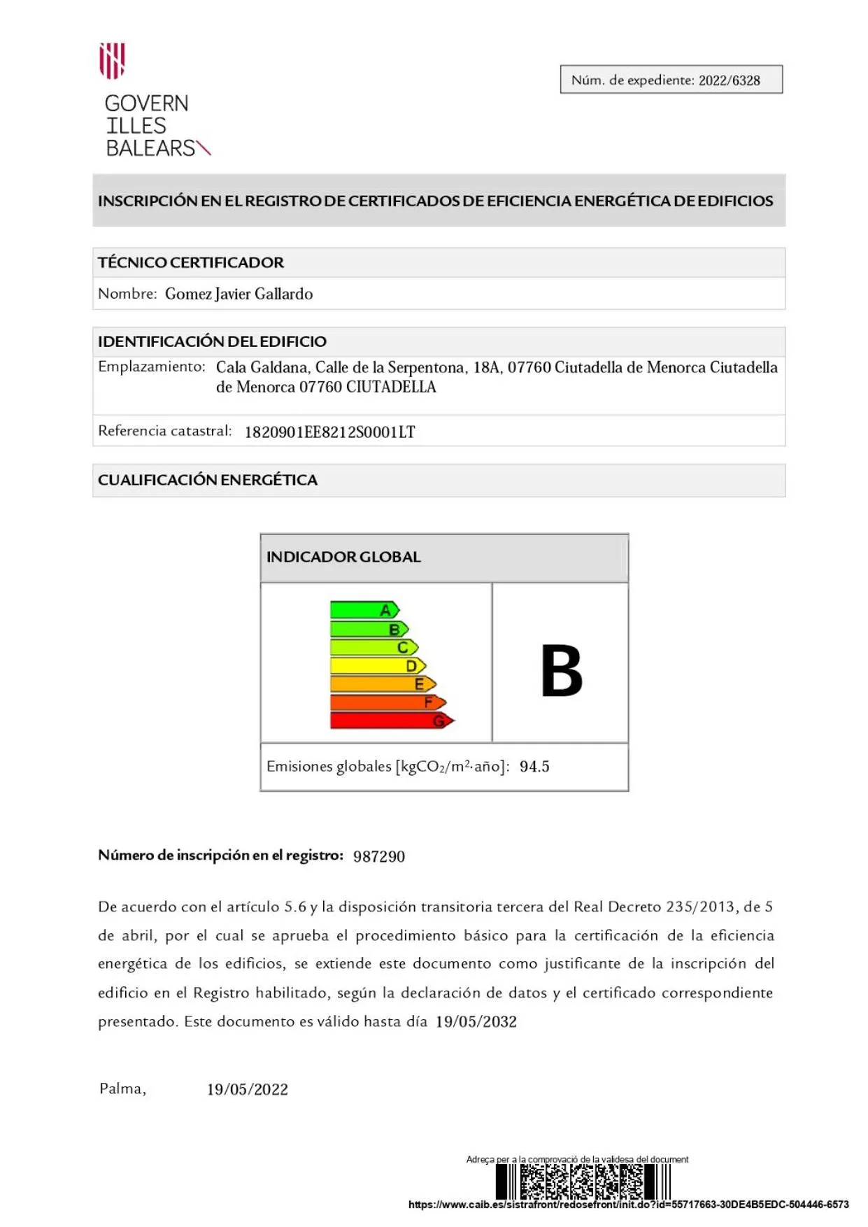 Certificate/Award in Ilunion Menorca