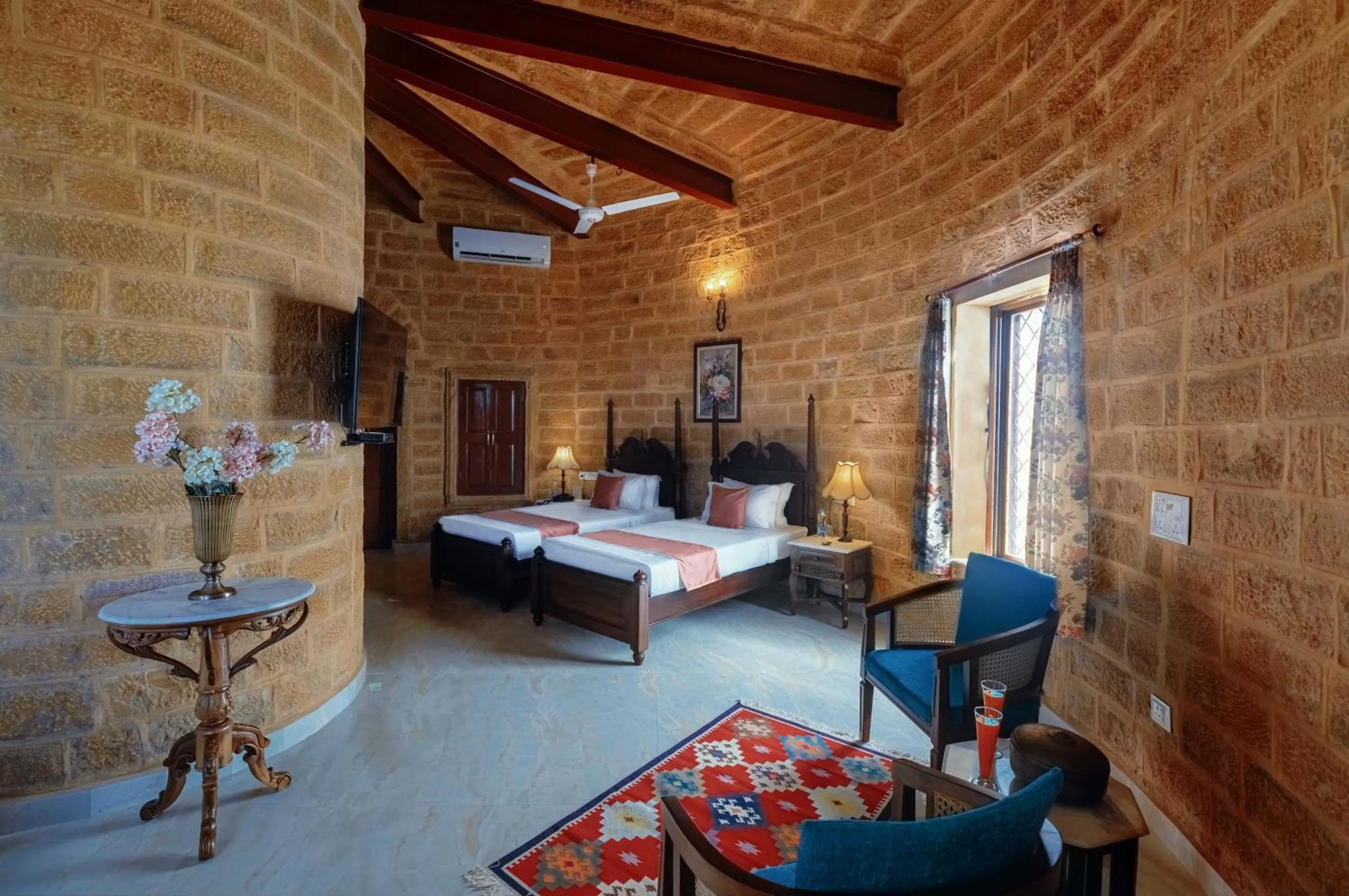 View (from property/room), Bed in WelcomHeritage Mohangarh Fort