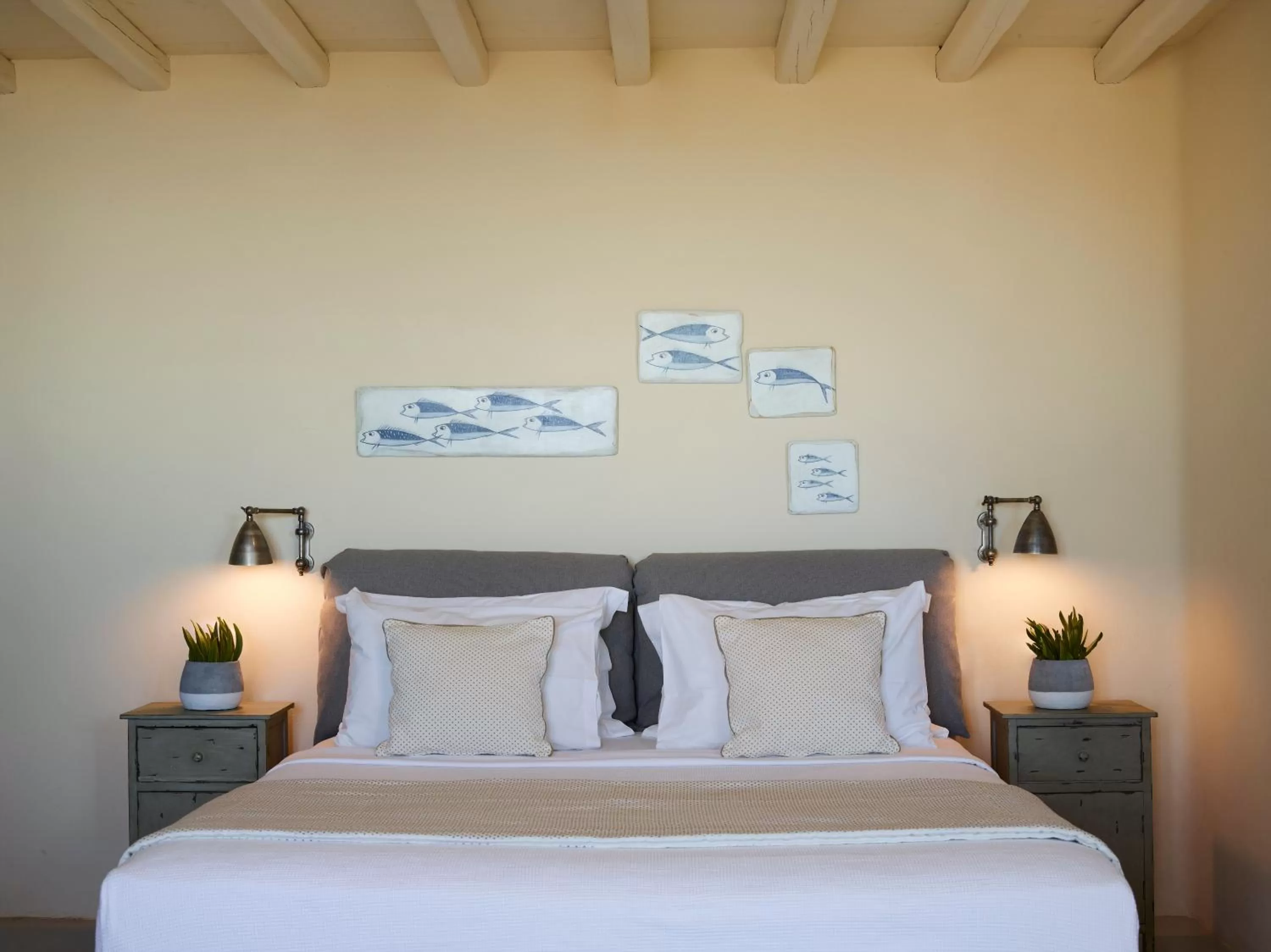 Bed in Aeolis Tinos Suites