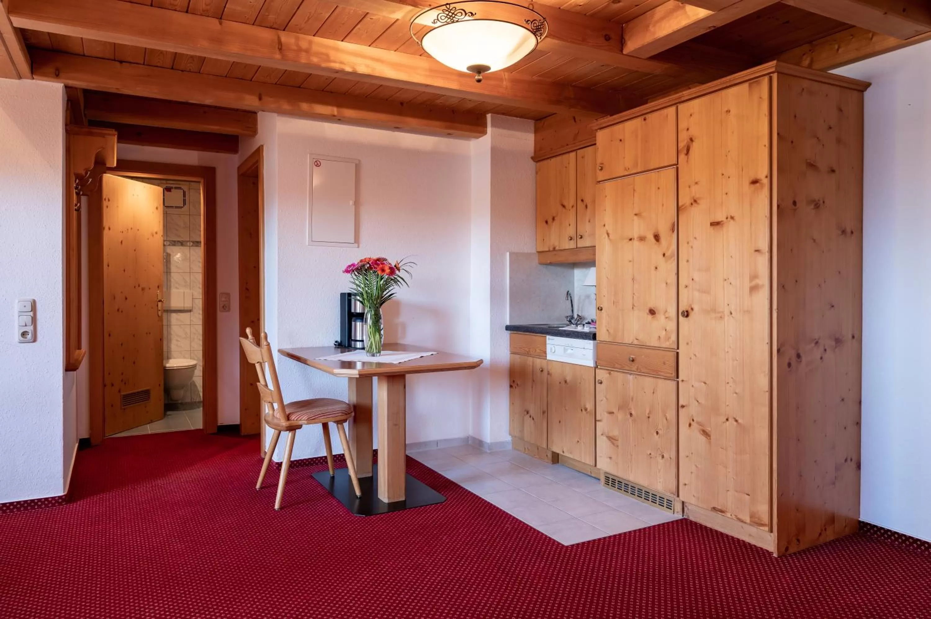 Kitchen or kitchenette, TV/Entertainment Center in Residenz Hopfensee